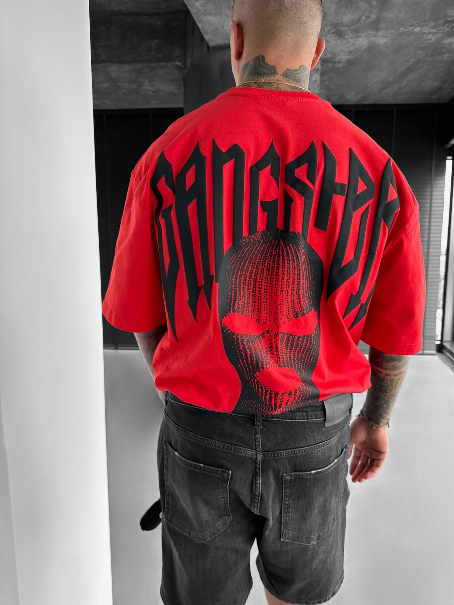 Oversize Gangster T-shirt - Red - Image 4