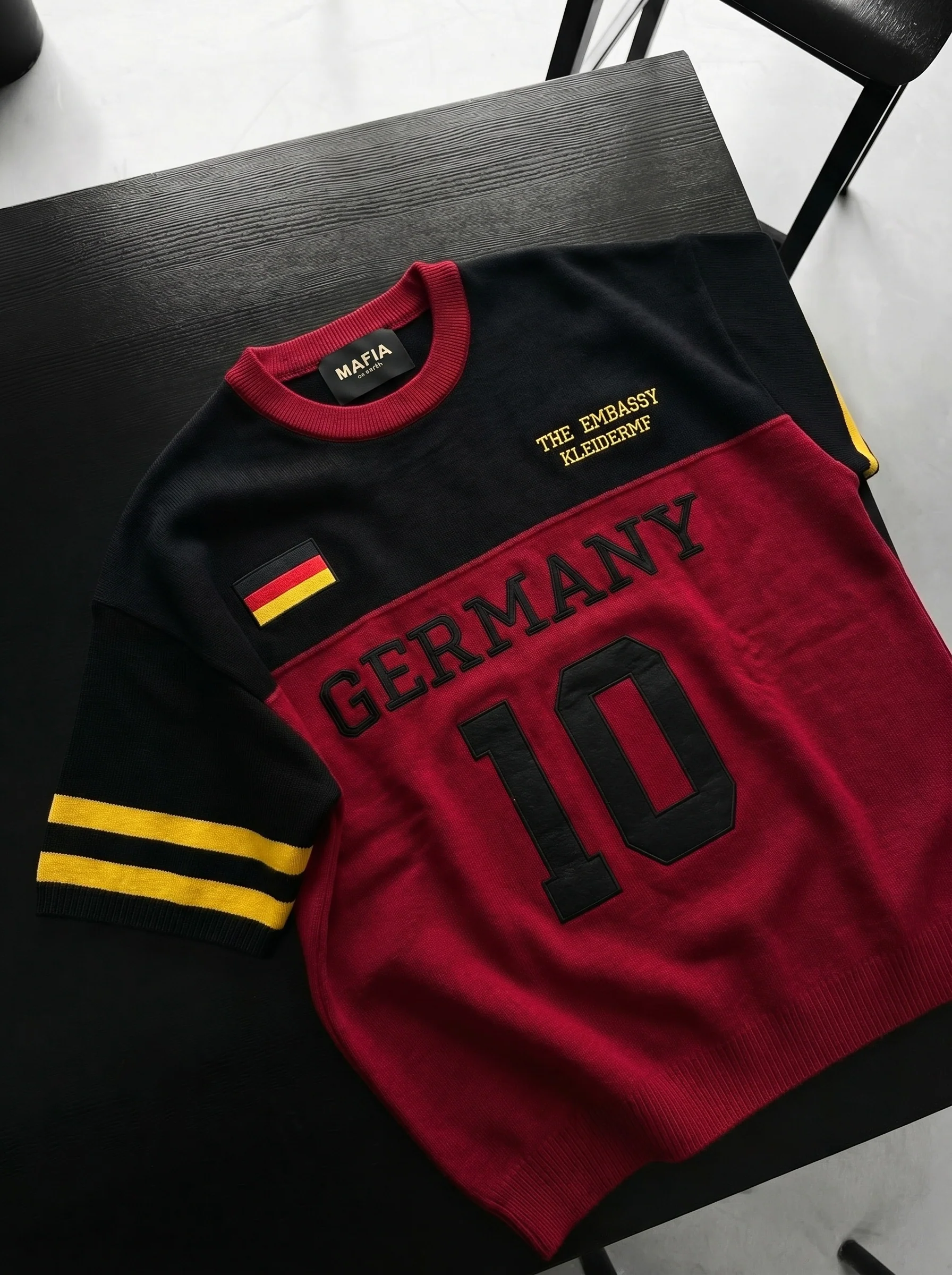Oversize Germany Knit T-shirt - Red
