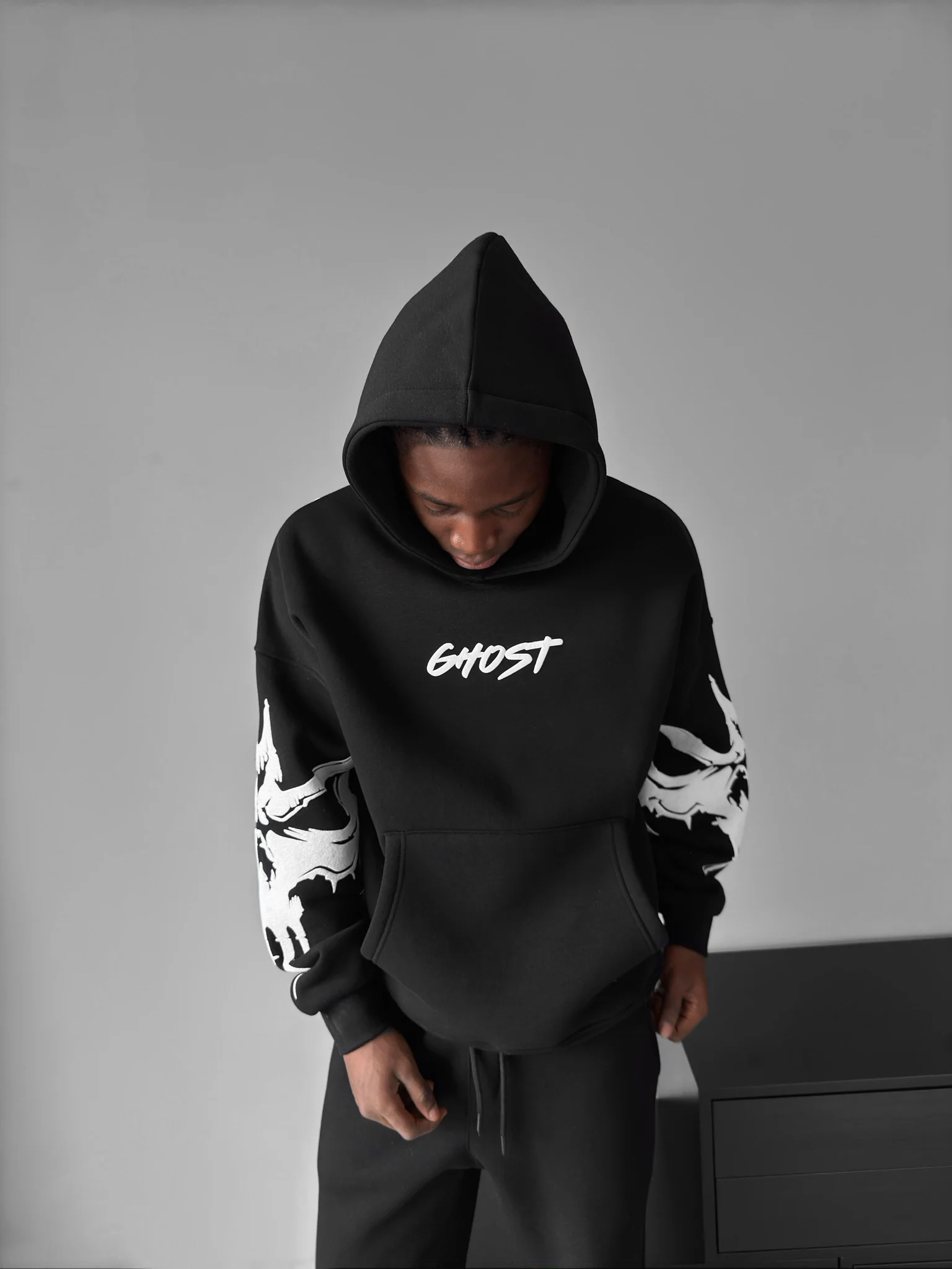 Oversize Ghost Hoodie - Black - Image 2