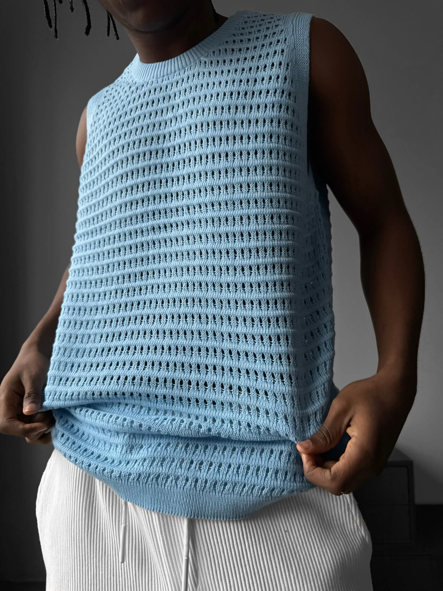 Oversize Grid Tanktop - Blue - Image 3