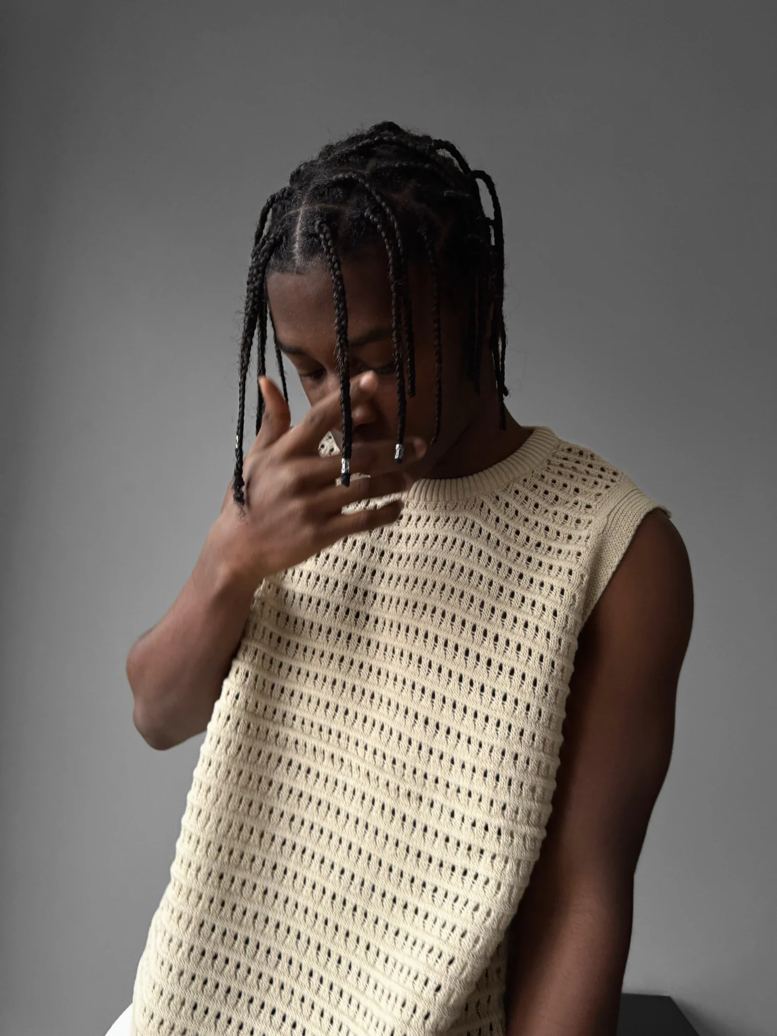 Oversize Grid Tanktop - Stone - Image 3