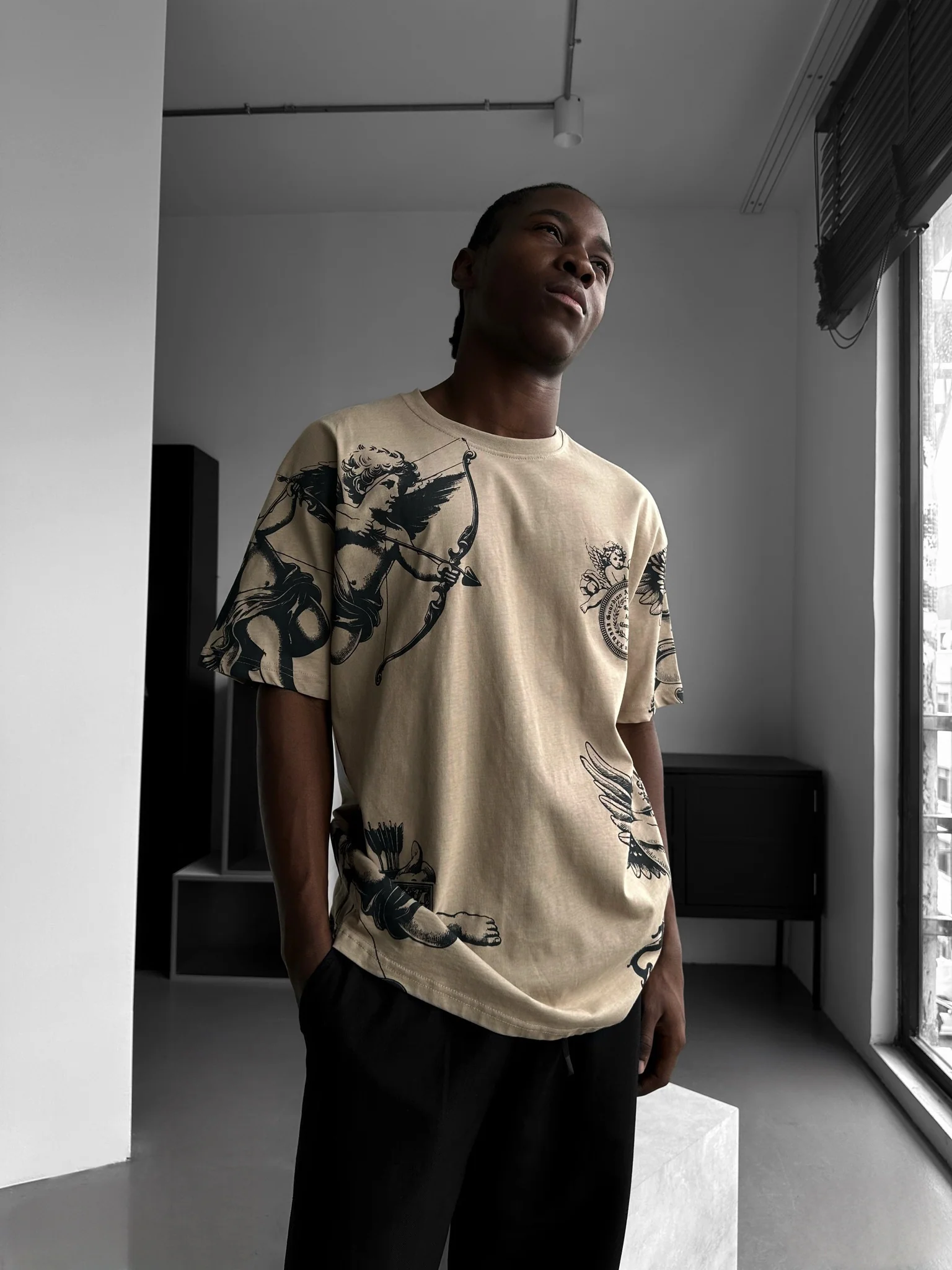 Oversize Guardian Angels T-Shirt - Beige - Image 2