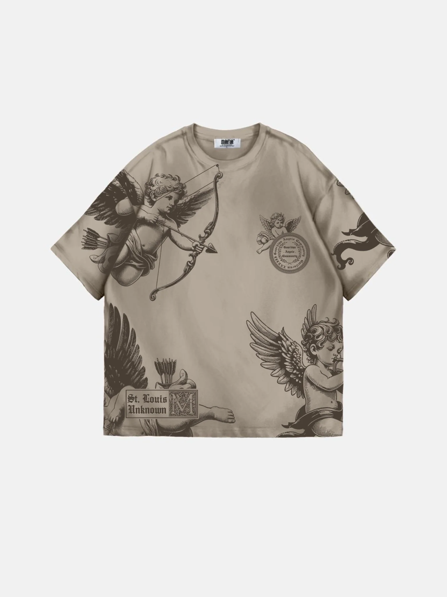 Oversize Guardian Angels T-Shirt - Beige - Image 4