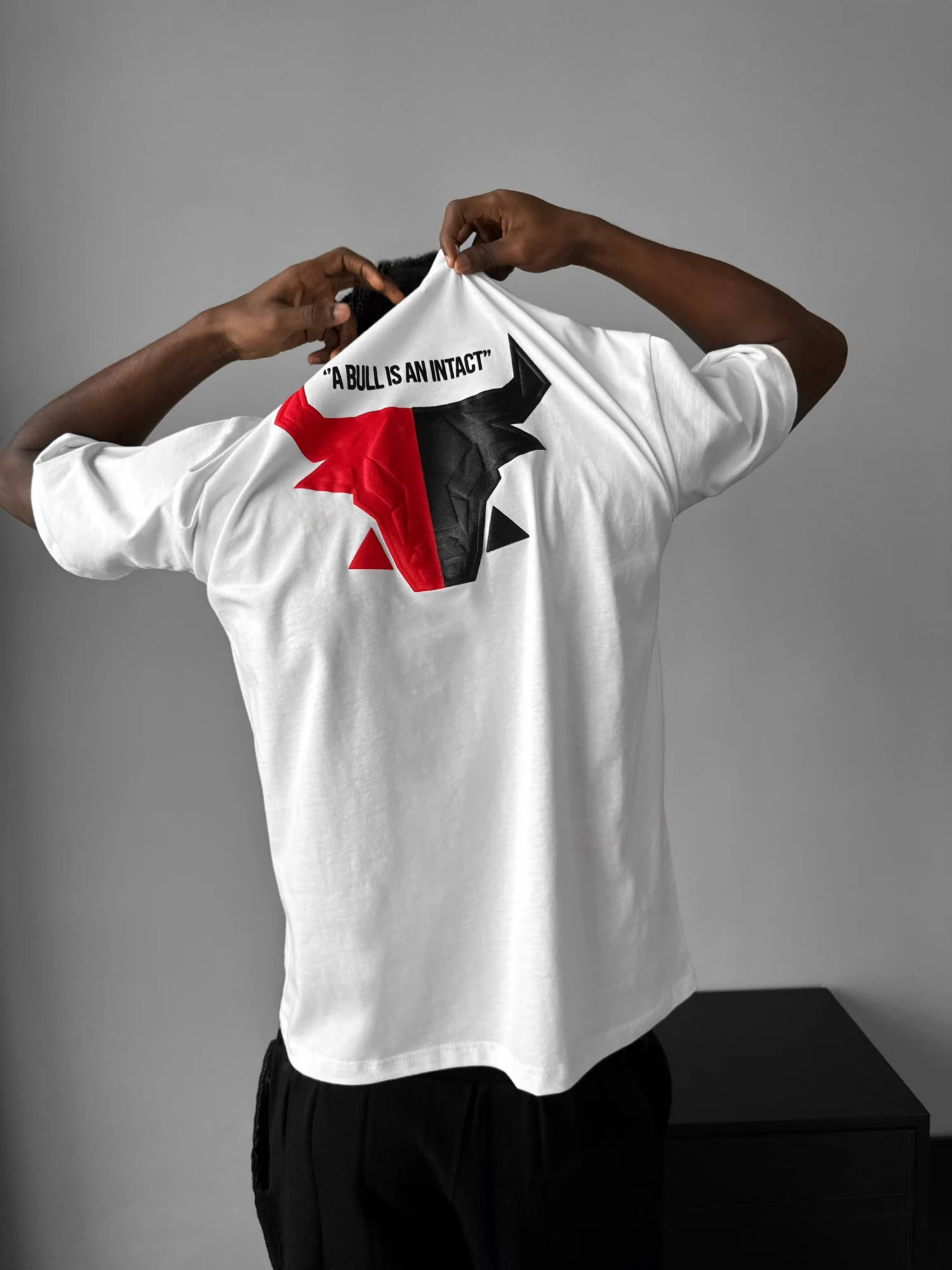 Oversize Half&Half Bull T-Shirt - Ecru - Image 3