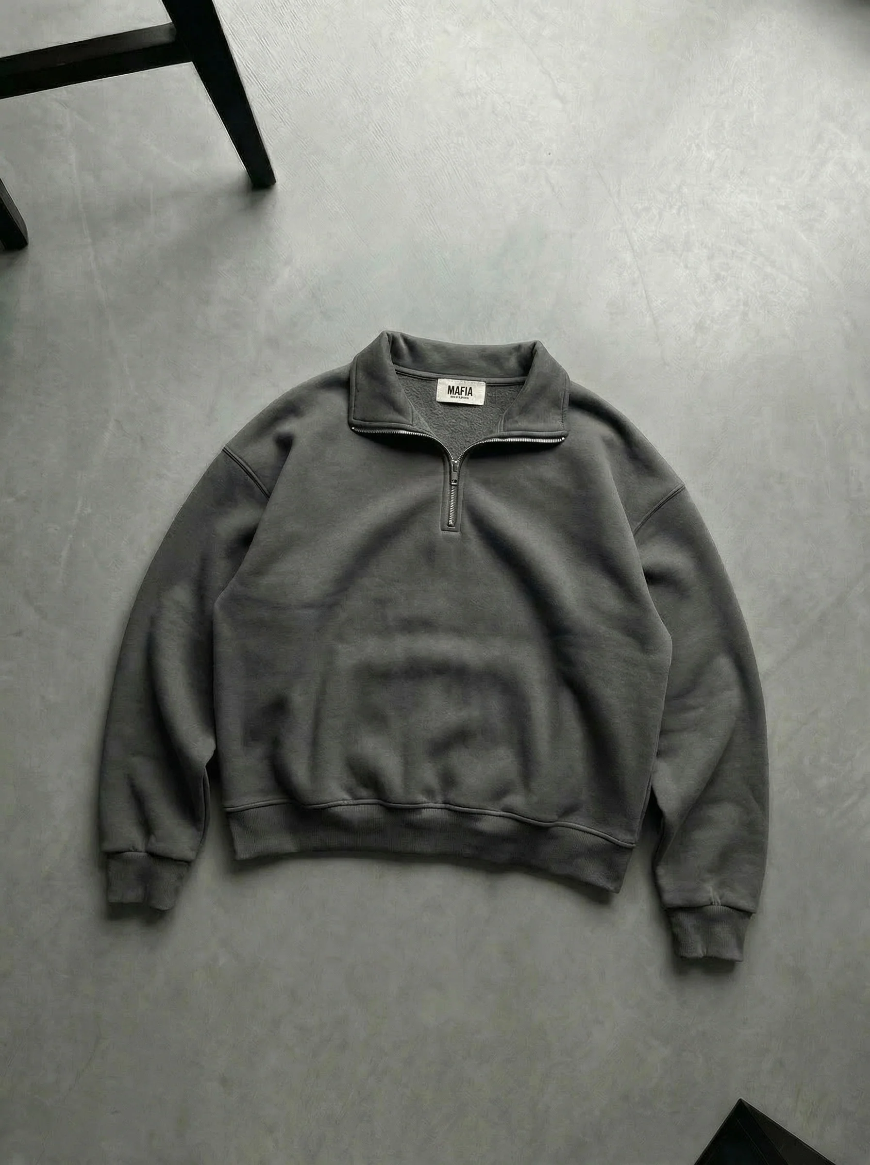 Oversize Half-Zip Polo Sweatshirt - Anthracite