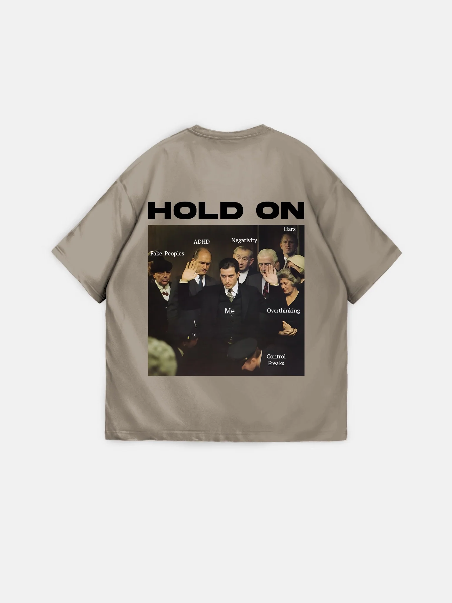 Oversize "Hold On" T-Shirt - Beige - Image 5