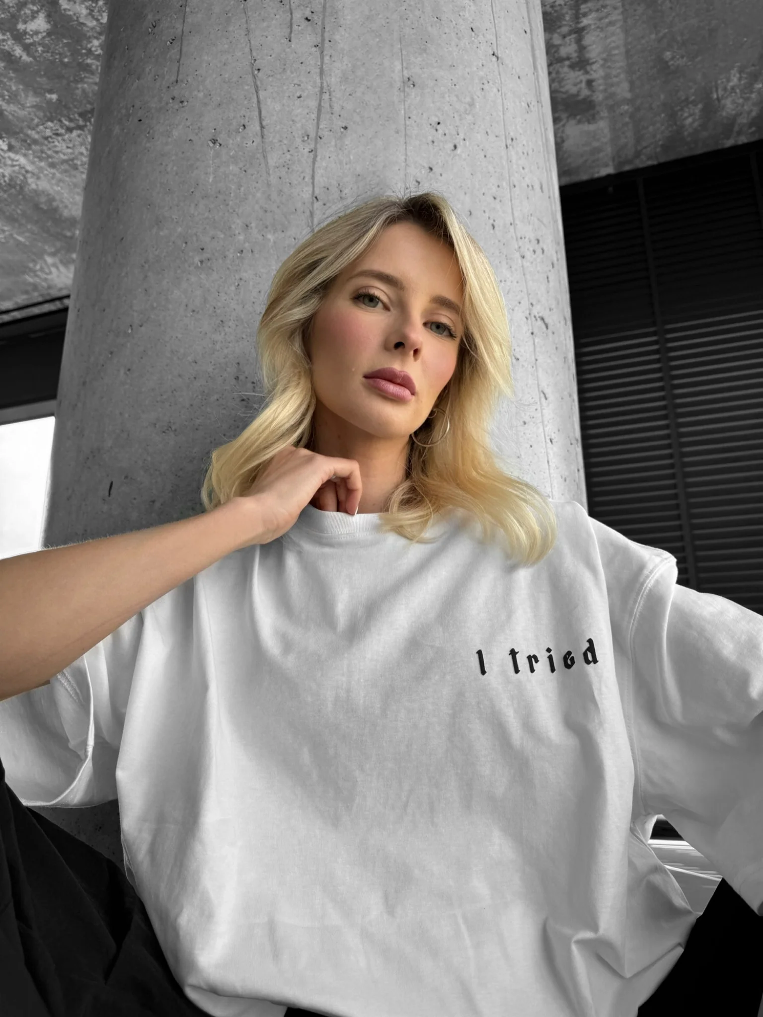 Oversize 'I Really Tried' T-shirt - Ecru - Image 4