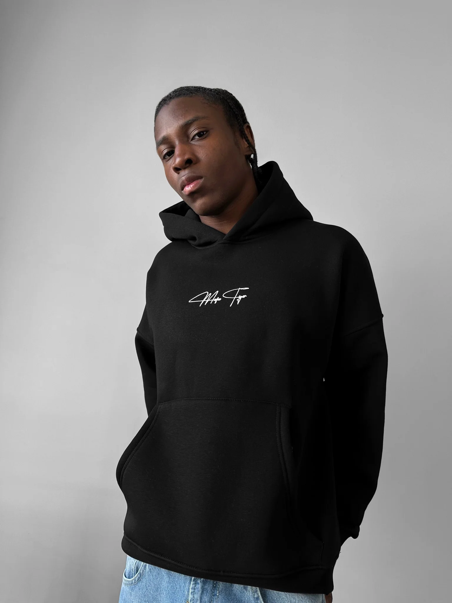 Oversize "Kämpfe mit Stil" Hoodie - Black - Image 2