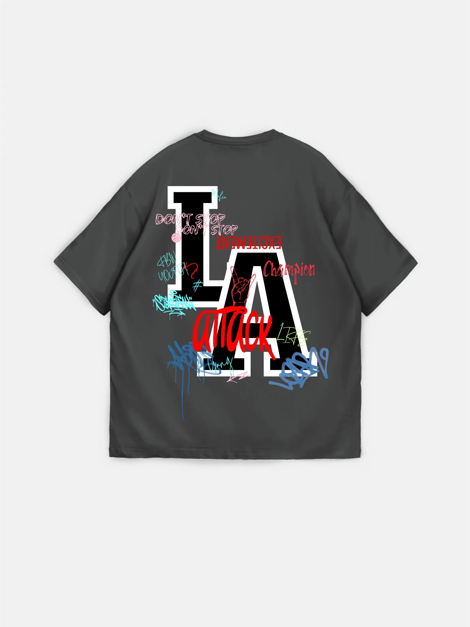 Oversize L.A T-shirt - Anthracite - Image 5