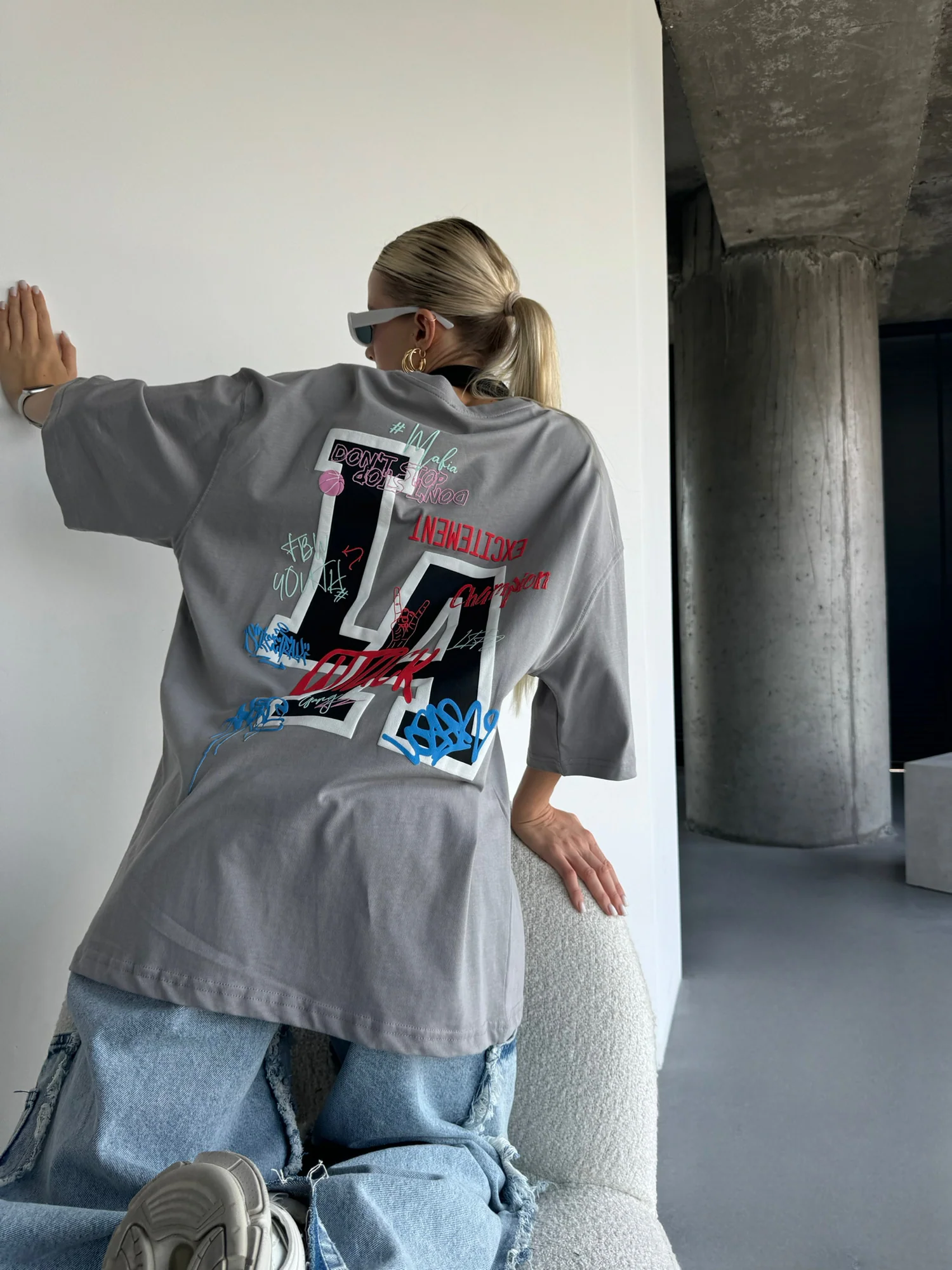 Oversize L.A T-shirt - Grey - Image 3