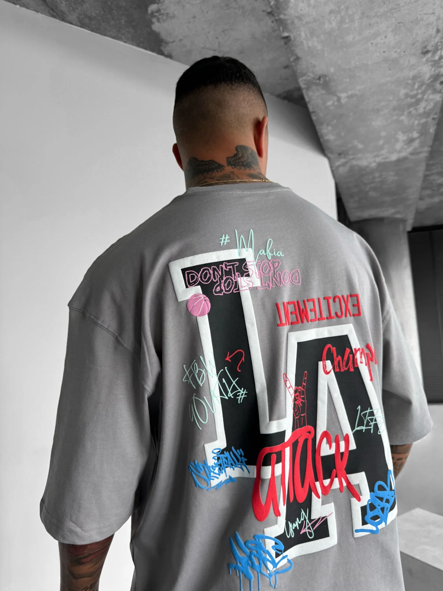 Oversize L.A T-shirt - Grey - Image 4
