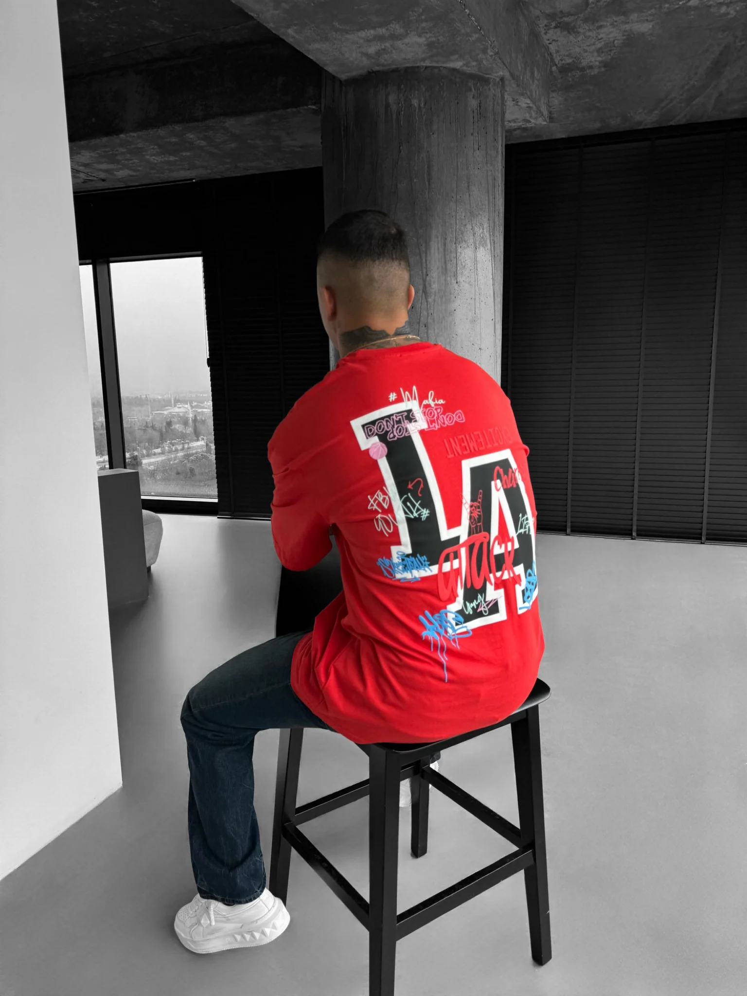 Oversize L.A T-shirt - Red - Image 6