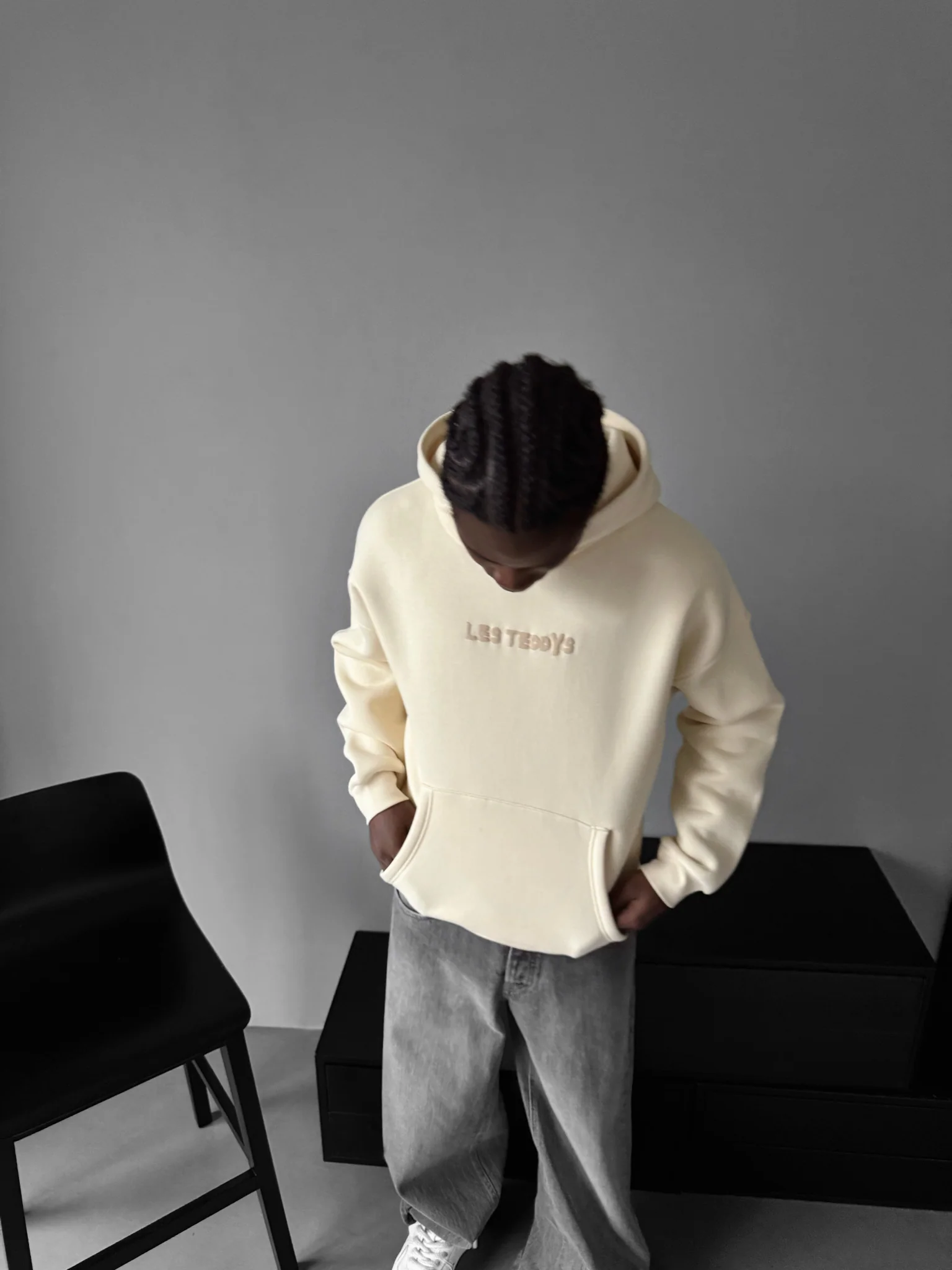 Oversize 'Les Teddys' Hoodie - Antique White - Image 5