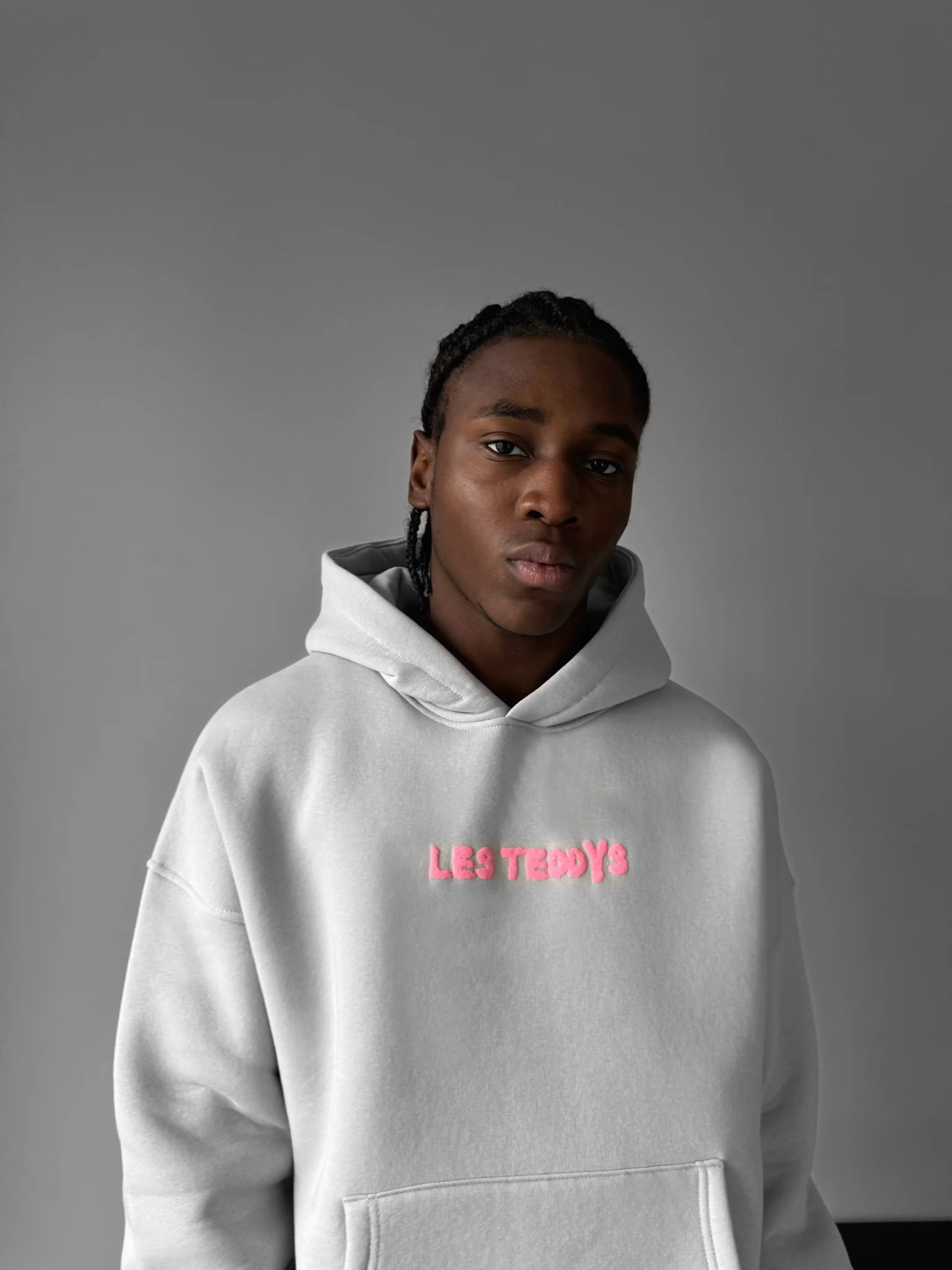 Oversize 'Les Teddys' Hoodie - Grey - Image 3