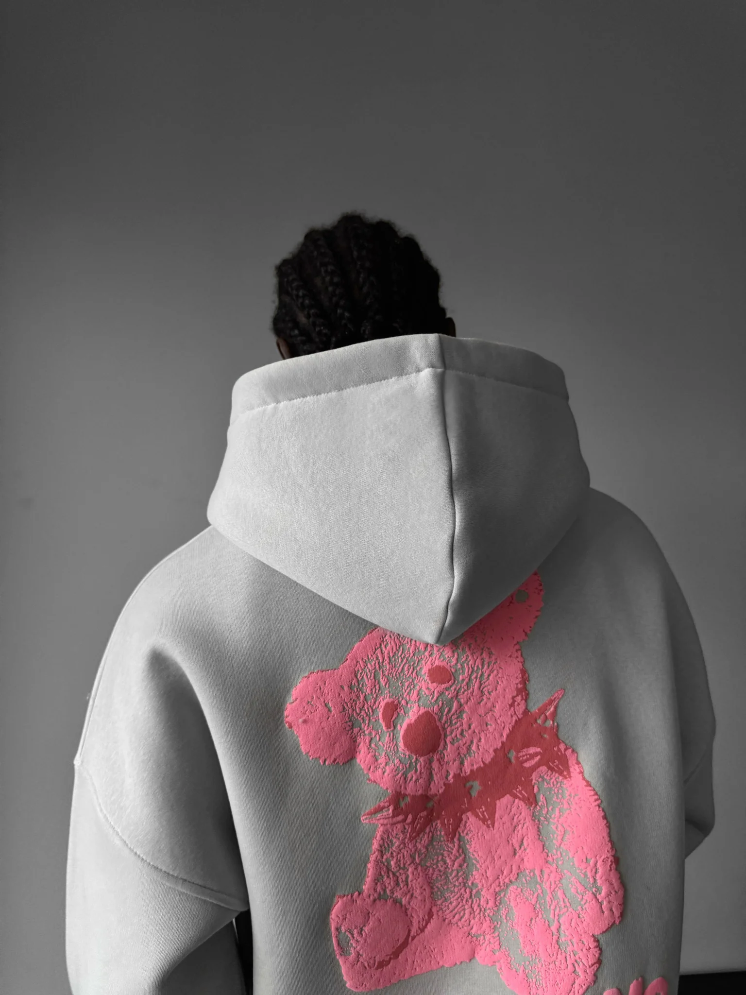 Oversize 'Les Teddys' Hoodie - Grey - Image 4