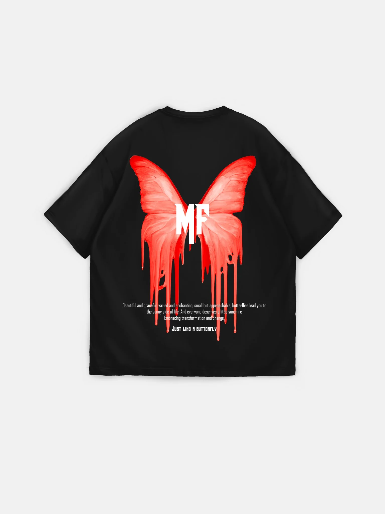Oversize 'Like a Butterfly' T-Shirt - Black - Image 6