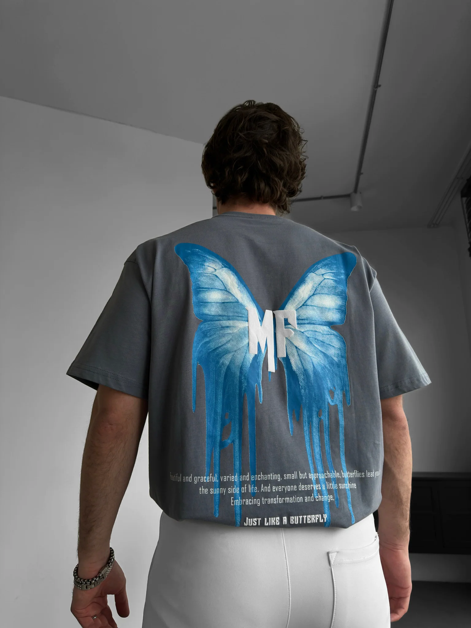 Oversize 'Like a Butterfly' T-Shirt - Stormy Weather - Image 2