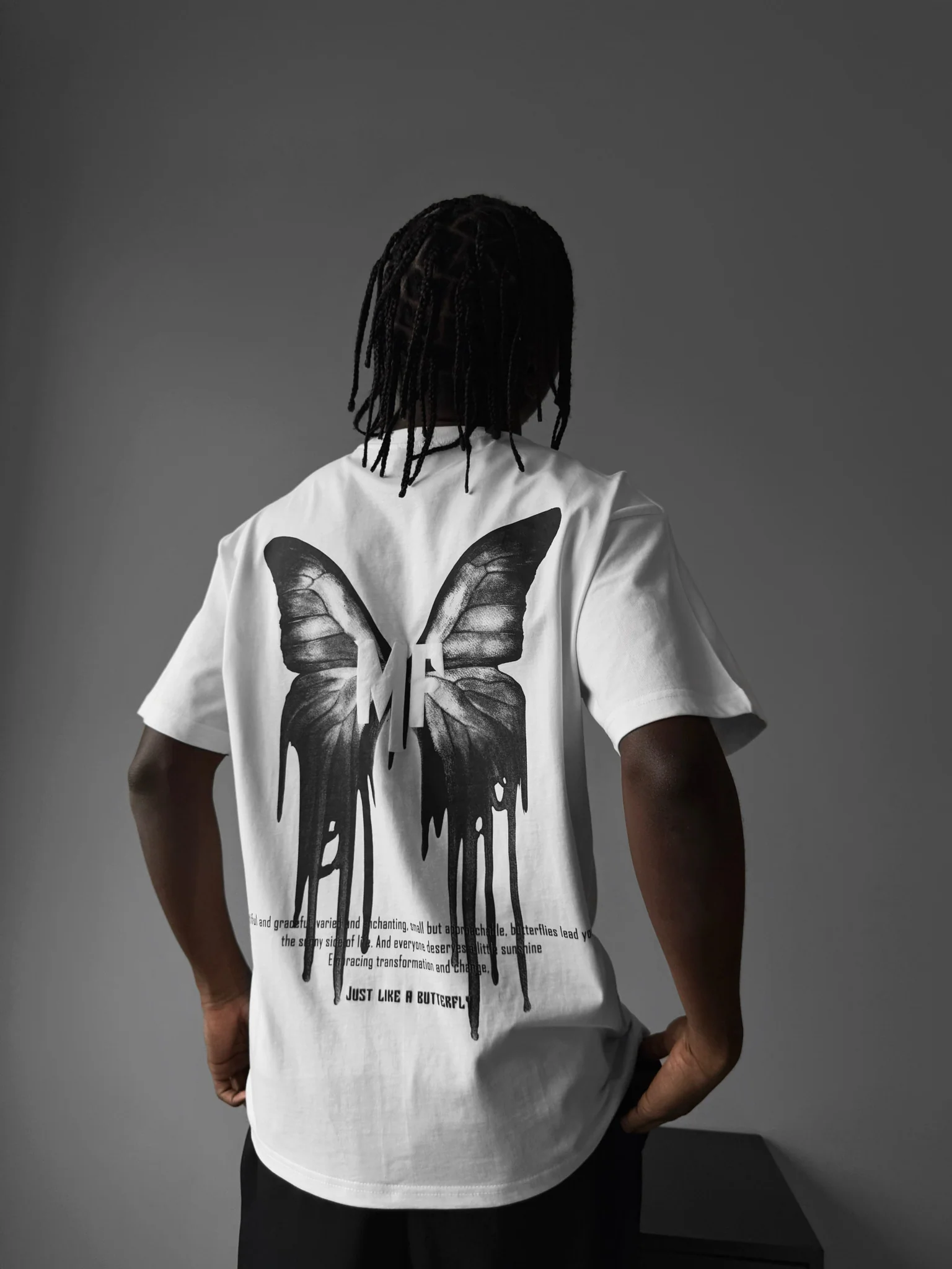 Oversize 'Like a Butterfly' T-Shirt - Ecru and Anthracite - Image 5