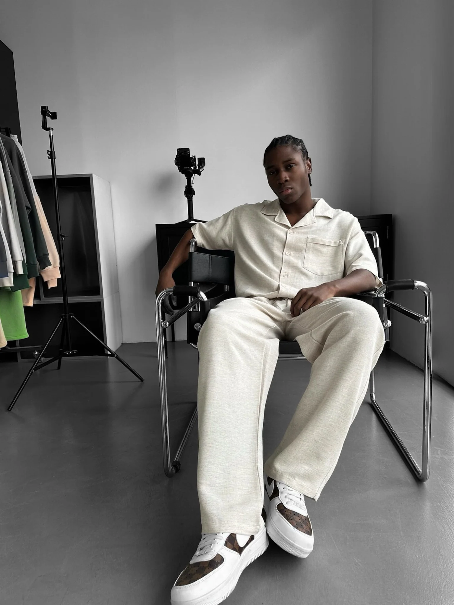 Oversize Linen Look Shirt - Beige - Image 3