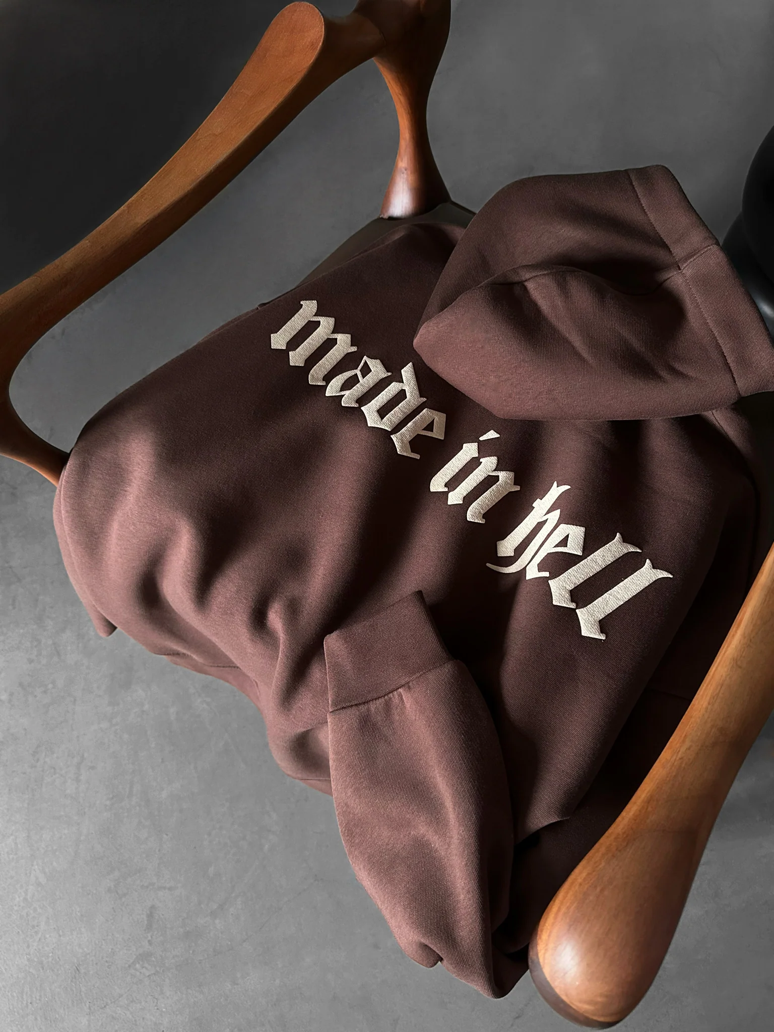 Oversize Made in Hell Hoodie - Brown - Image 8
