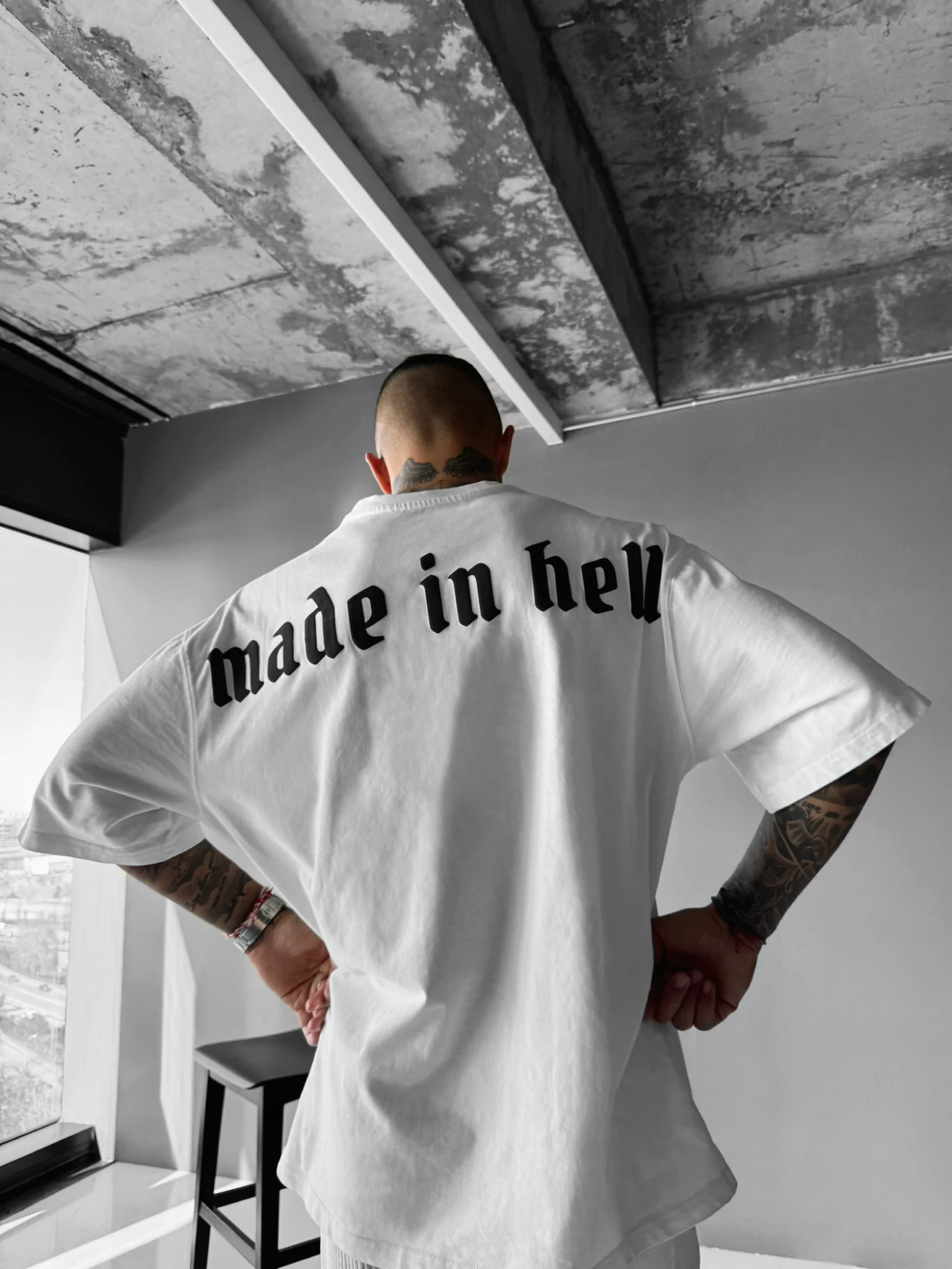Oversize Made in Hell T-shirt - Ecru