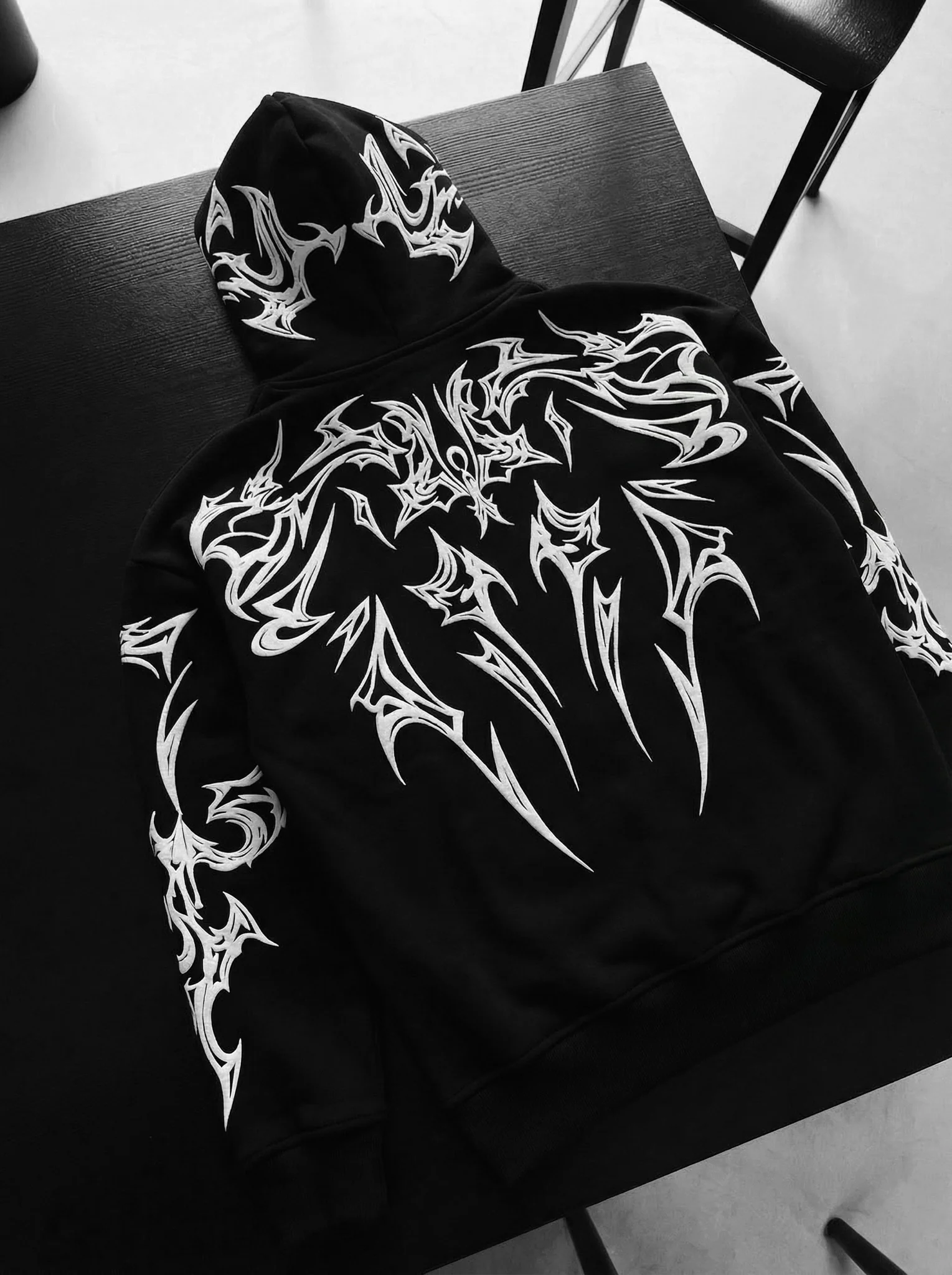 Oversize Mafia Tribal Hoodie - Black