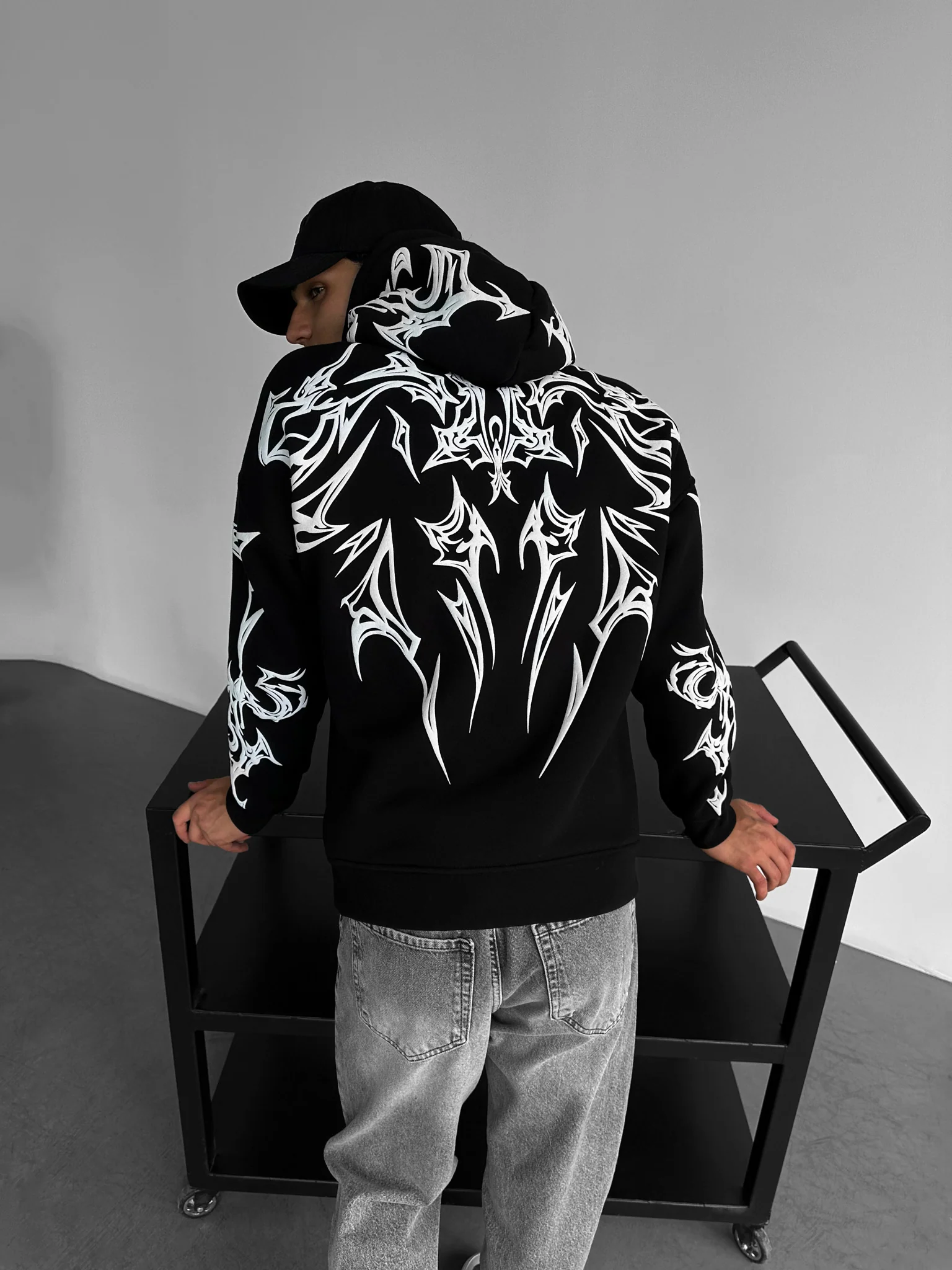 Oversize Mafia Tribal Hoodie - Black - Image 5
