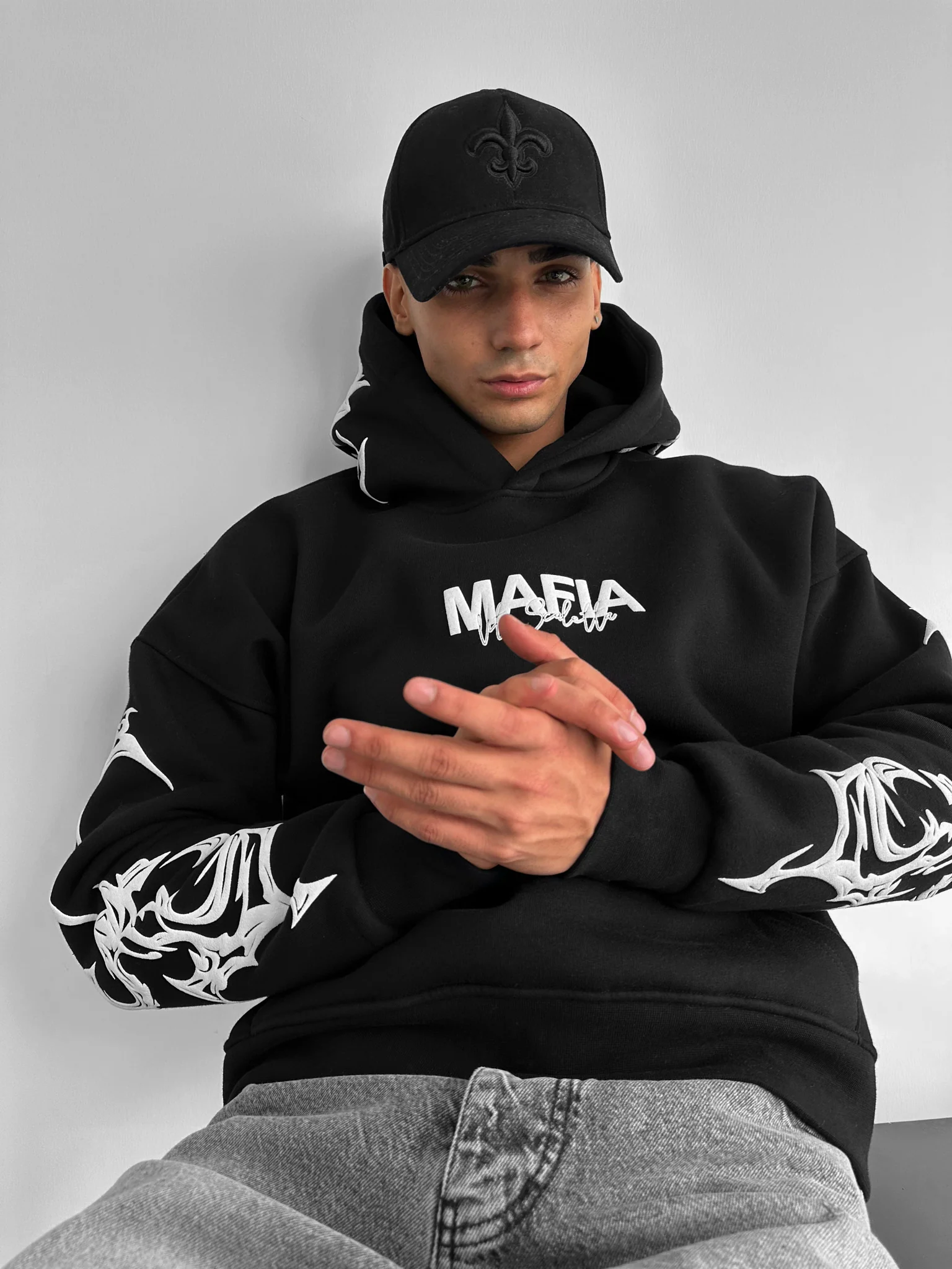 Oversize Mafia Tribal Hoodie - Black - Image 6
