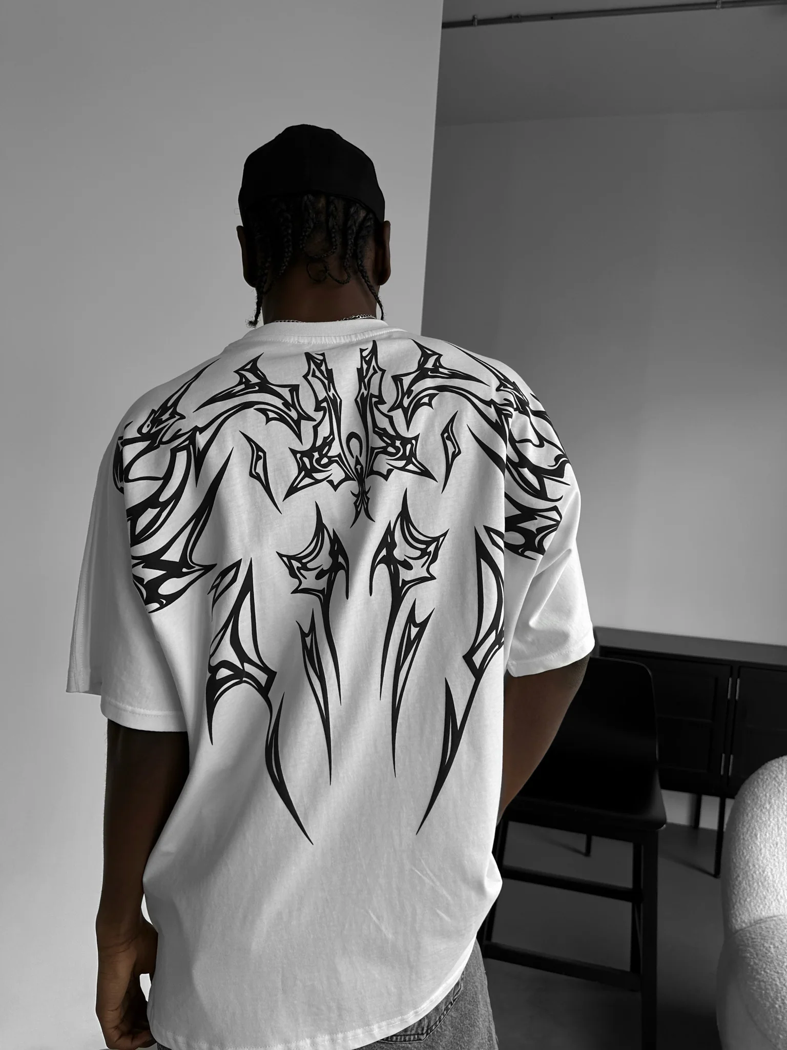 Oversize Mafia Tribal T-shirt - Ecru