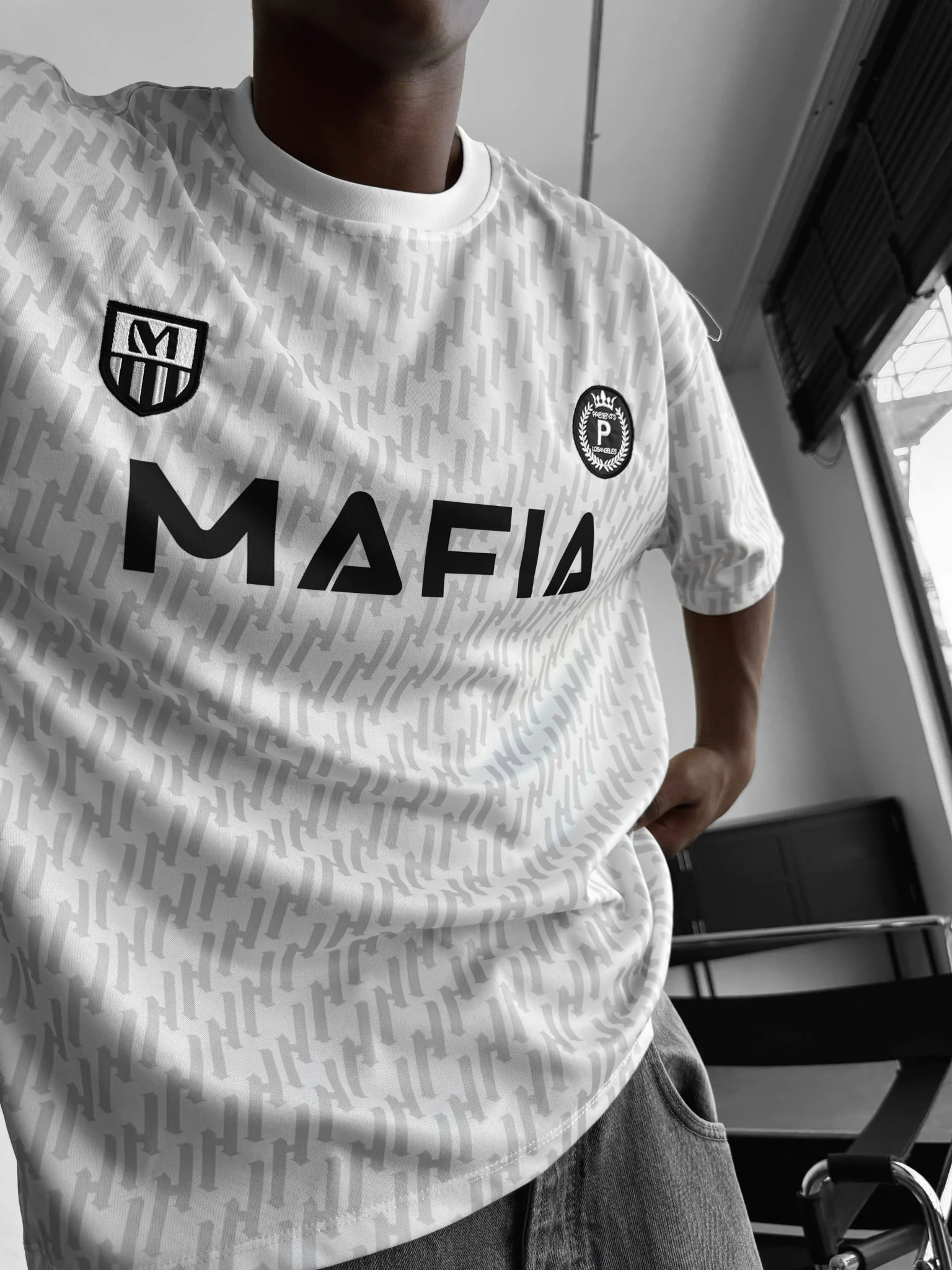 Oversize Mafia Trikot T-Shirt - White - Image 3