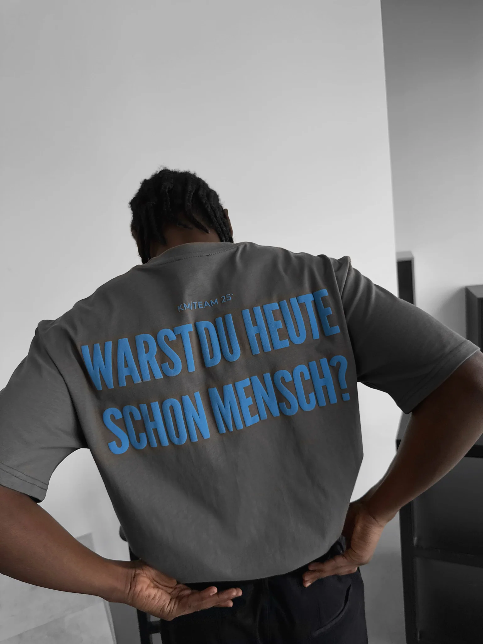 Oversize 'Mensch' T-Shirt - Anthracite