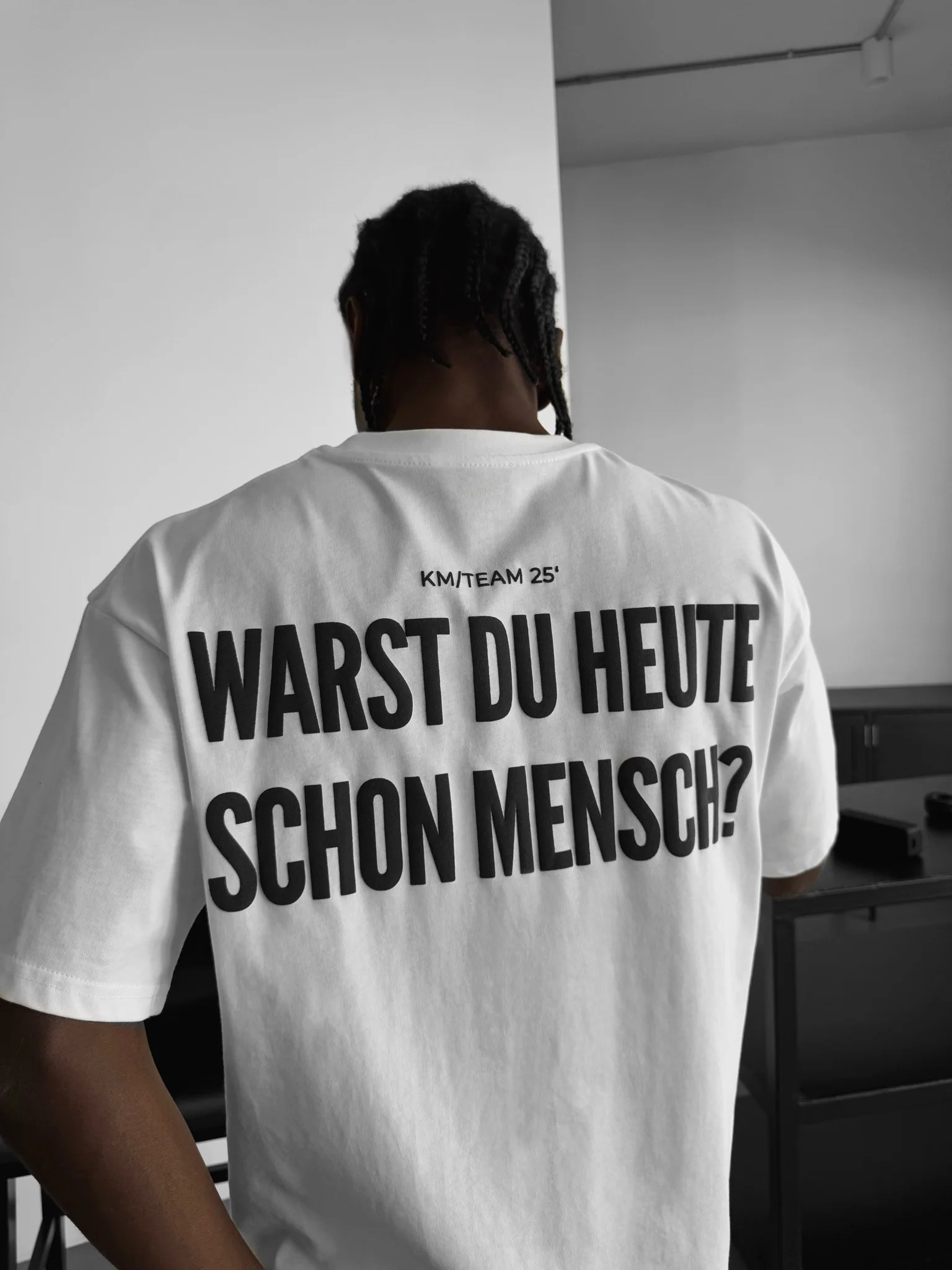 Oversize 'Mensch' T-Shirt - Ecru