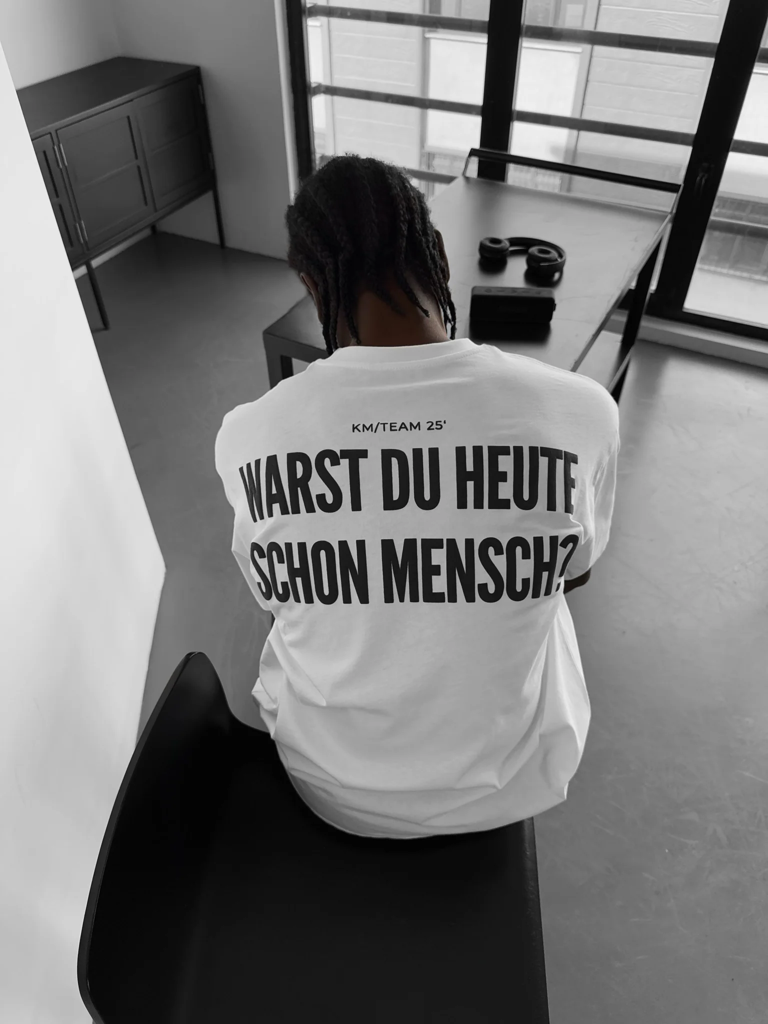 Oversize 'Mensch' T-Shirt - Ecru - Image 3