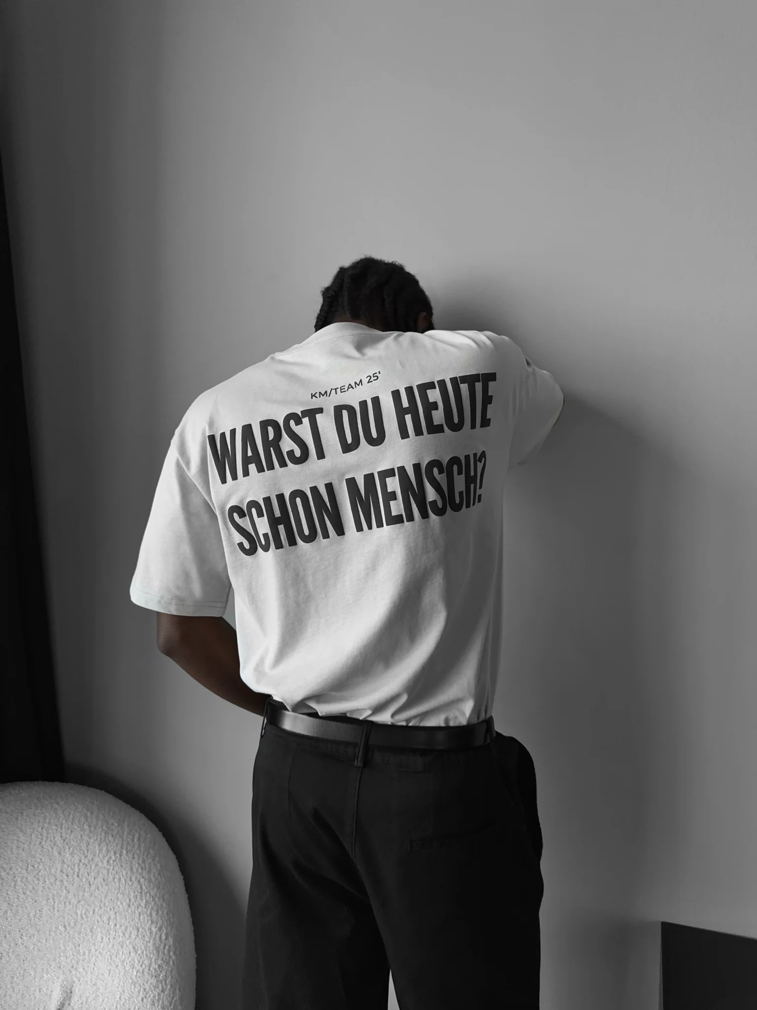 Oversize 'Mensch' T-Shirt - Grey - Image 5