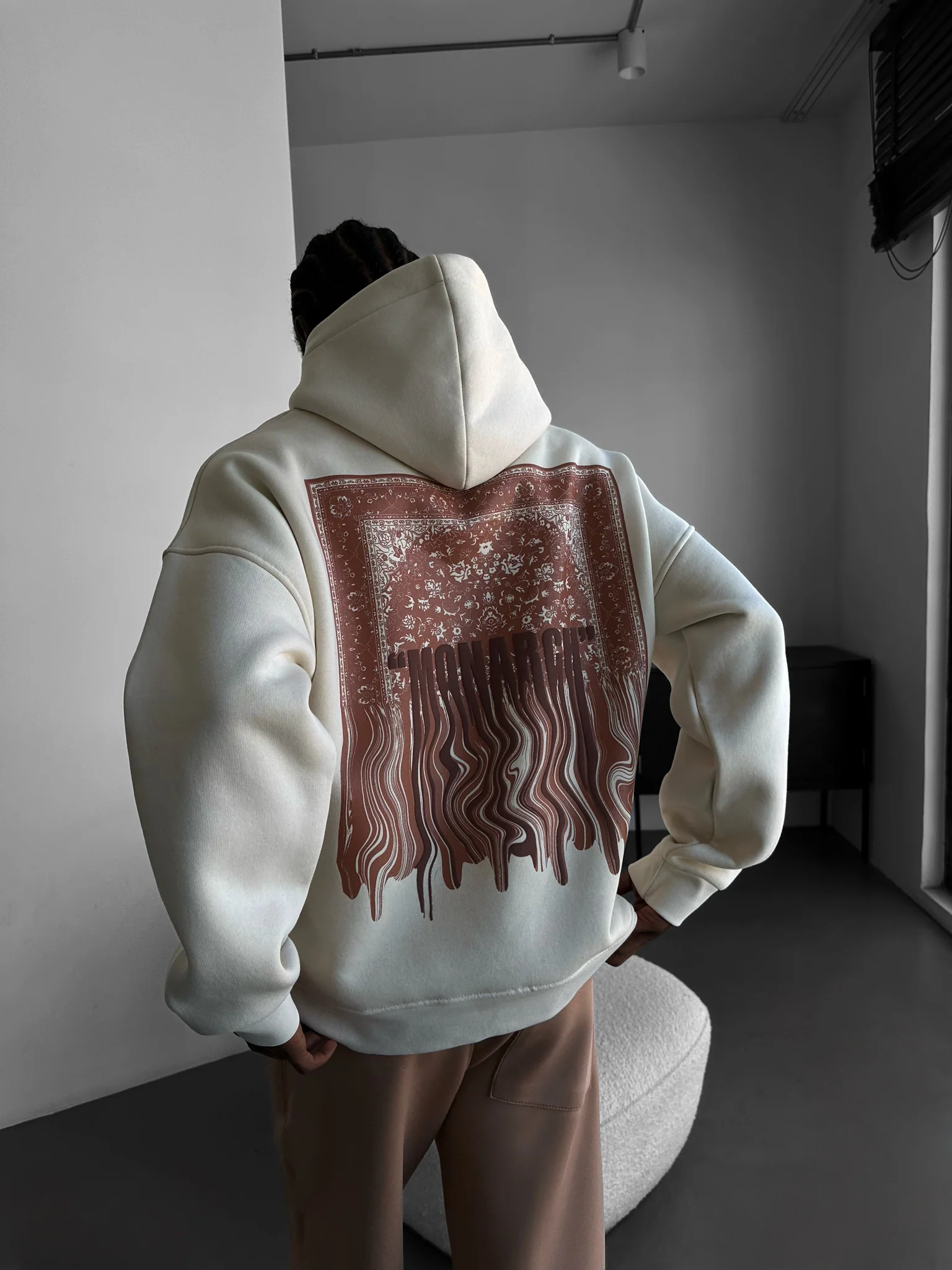 Oversize Monarch Hoodie - Beige - Image 3