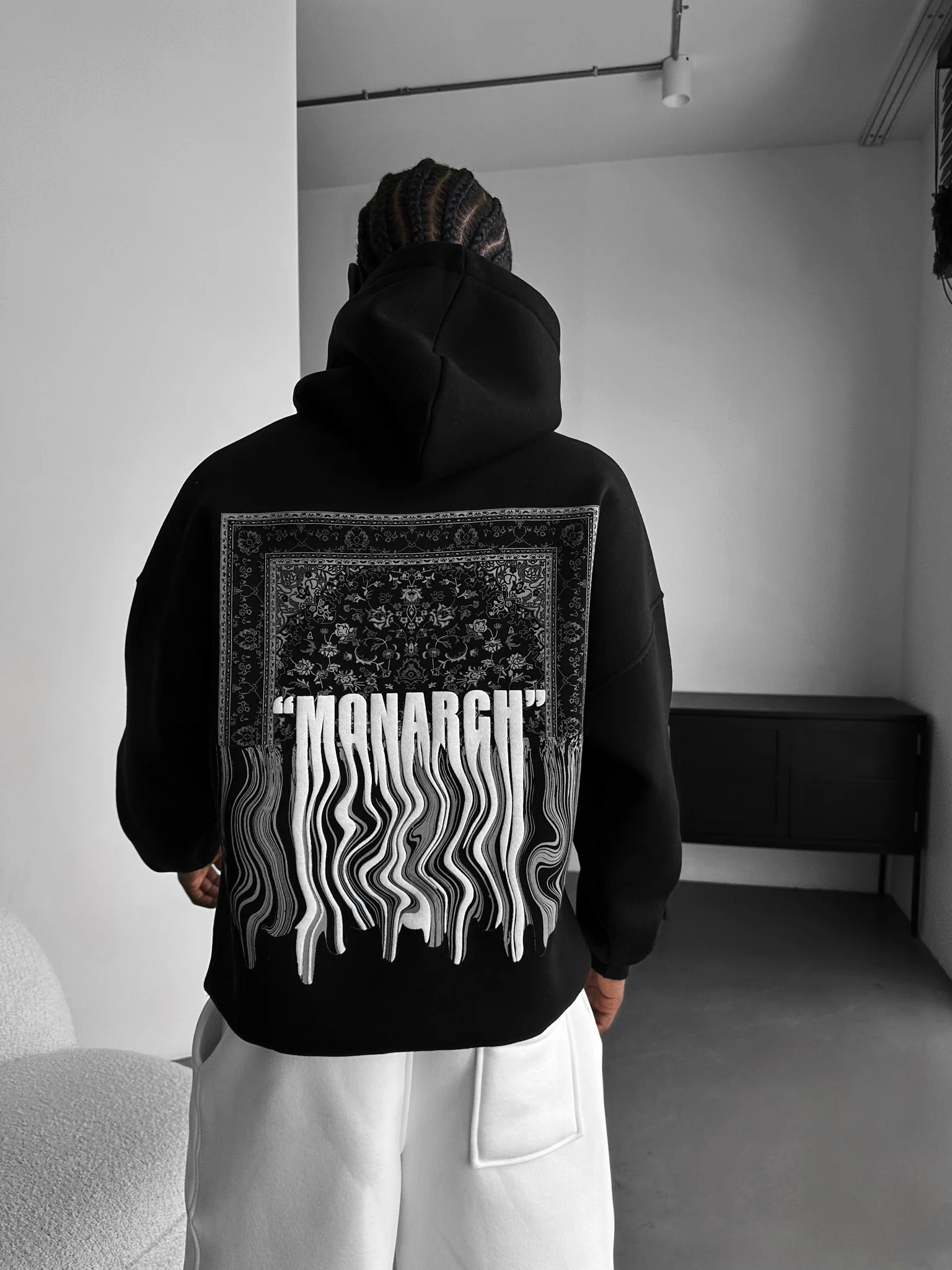 Oversize Monarch Hoodie - Black and White - Image 2