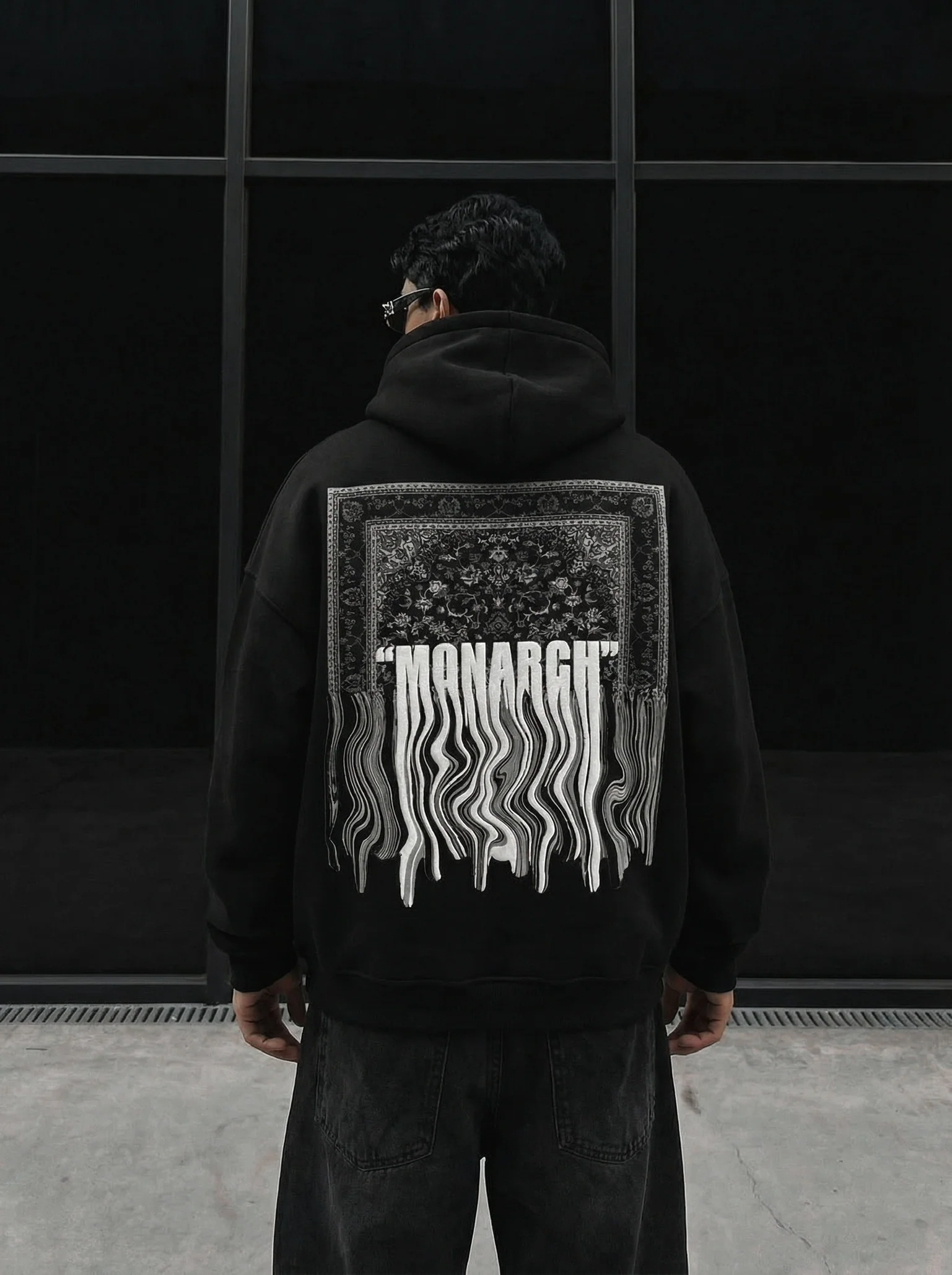 Oversize Monarch Hoodie - Black and White - Image 6