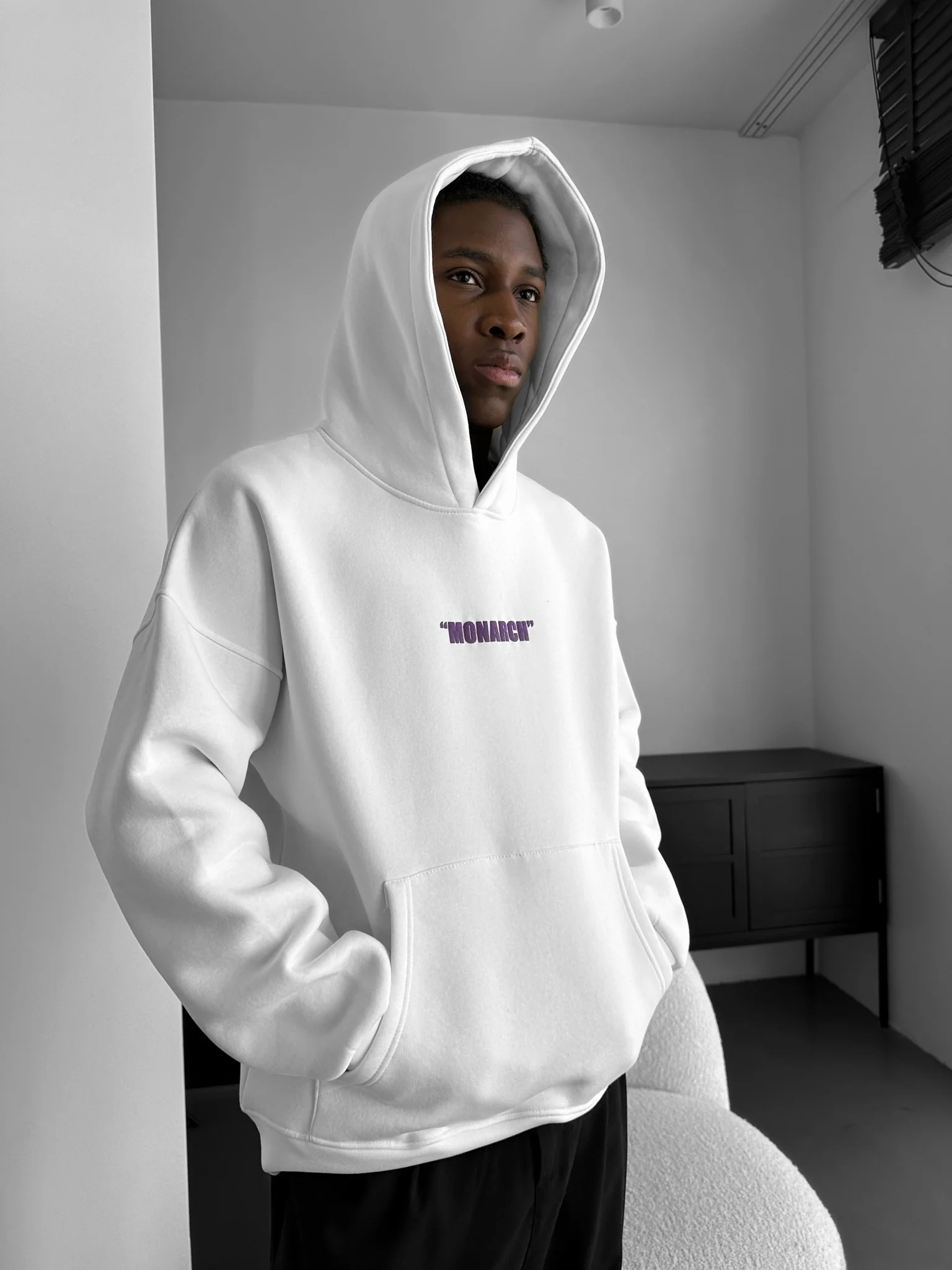 Oversize Monarch Hoodie - Ecru - Image 4