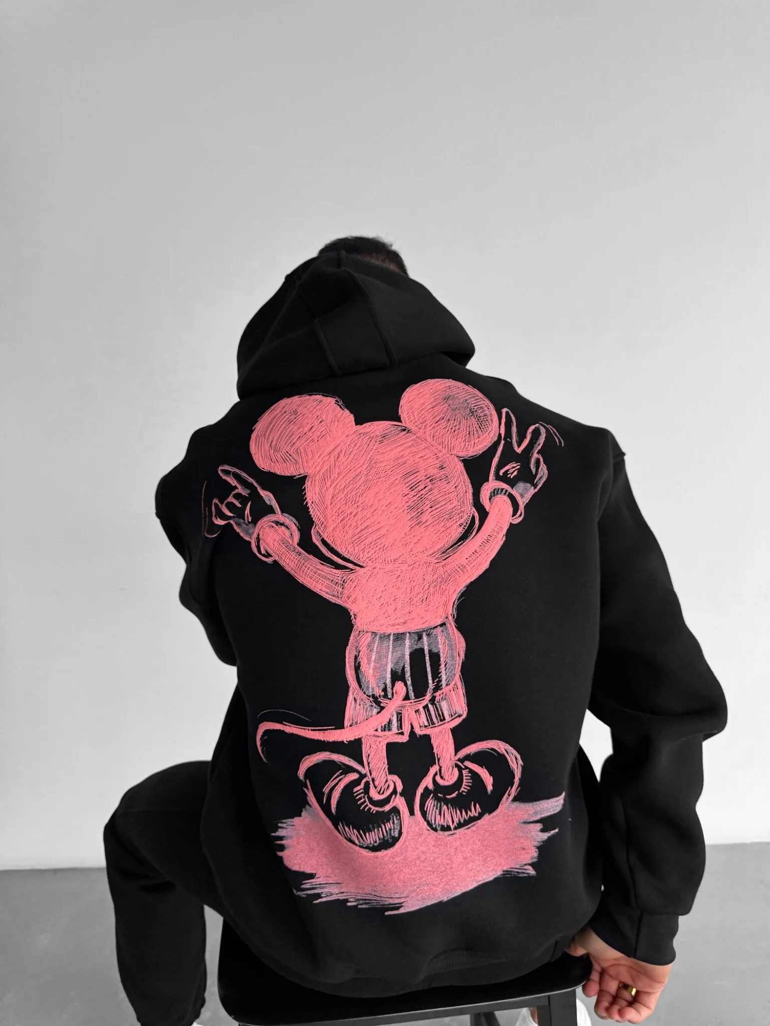 Oversize Mouse Hoodie - Black and Pink - Image 2