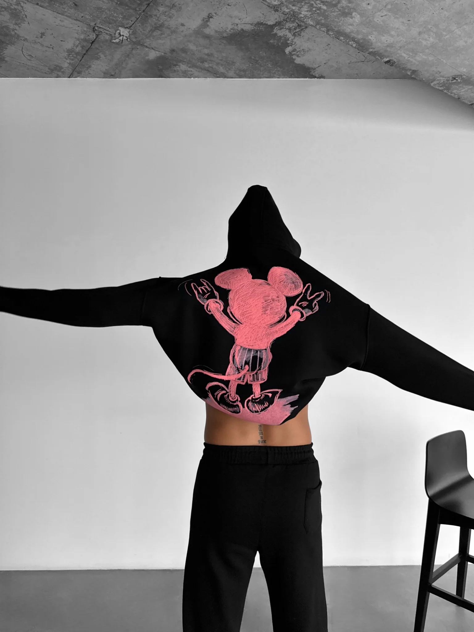 Oversize Mouse Hoodie - Black and Pink - Image 3