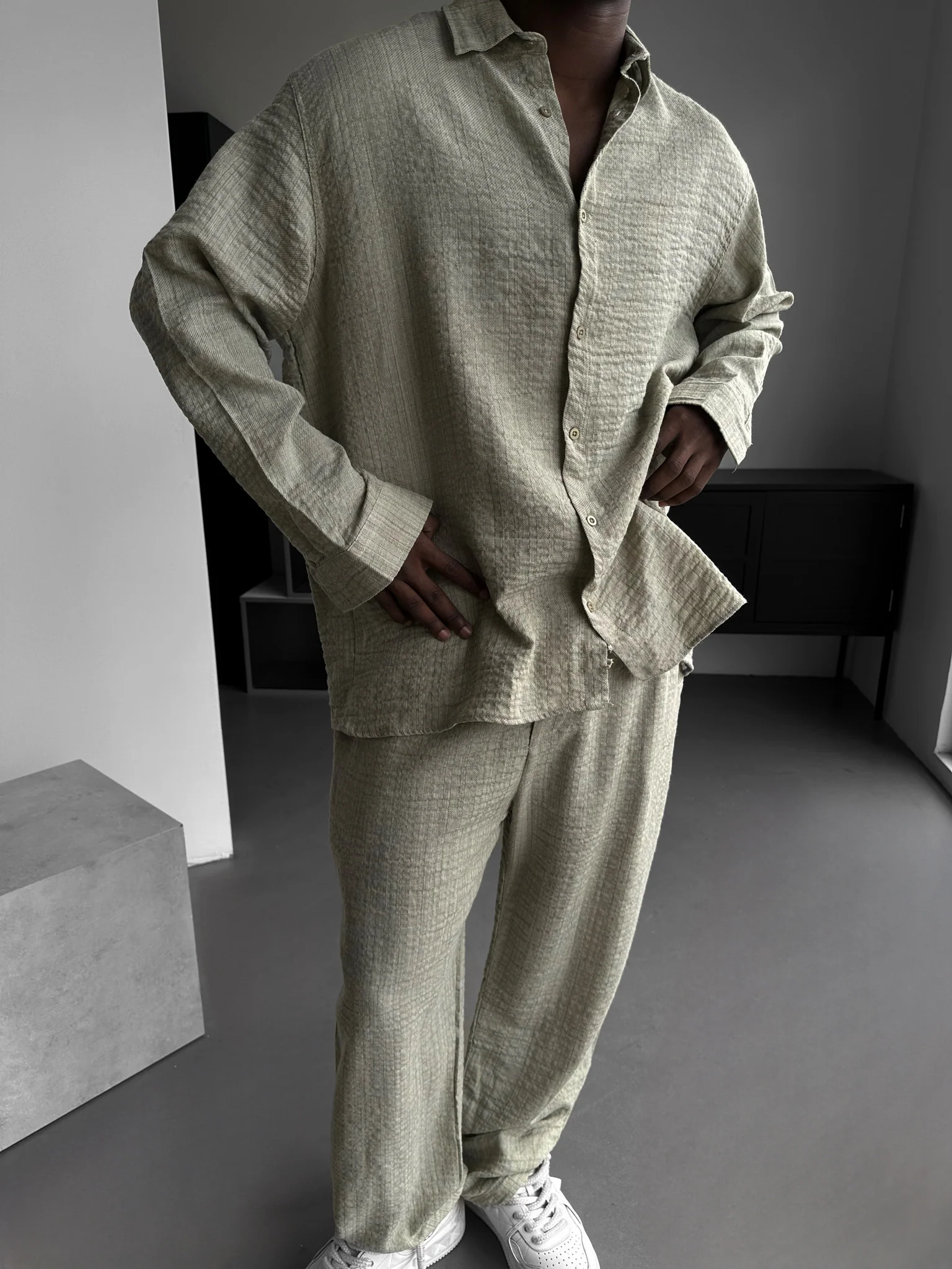 Oversize Muslin Long Sleeve Shirt - Mint