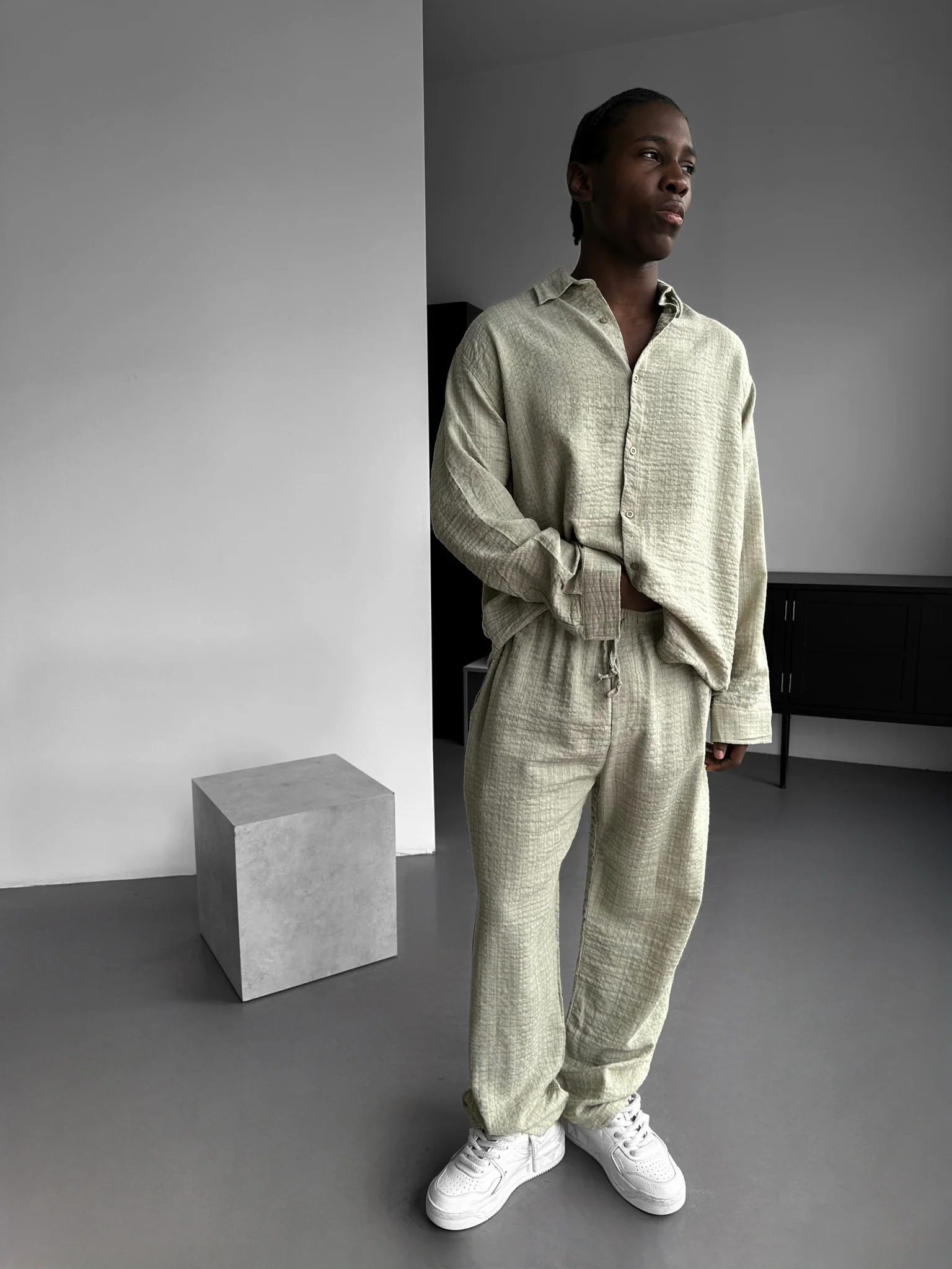 Oversize Muslin Long Sleeve Shirt - Mint - Image 2