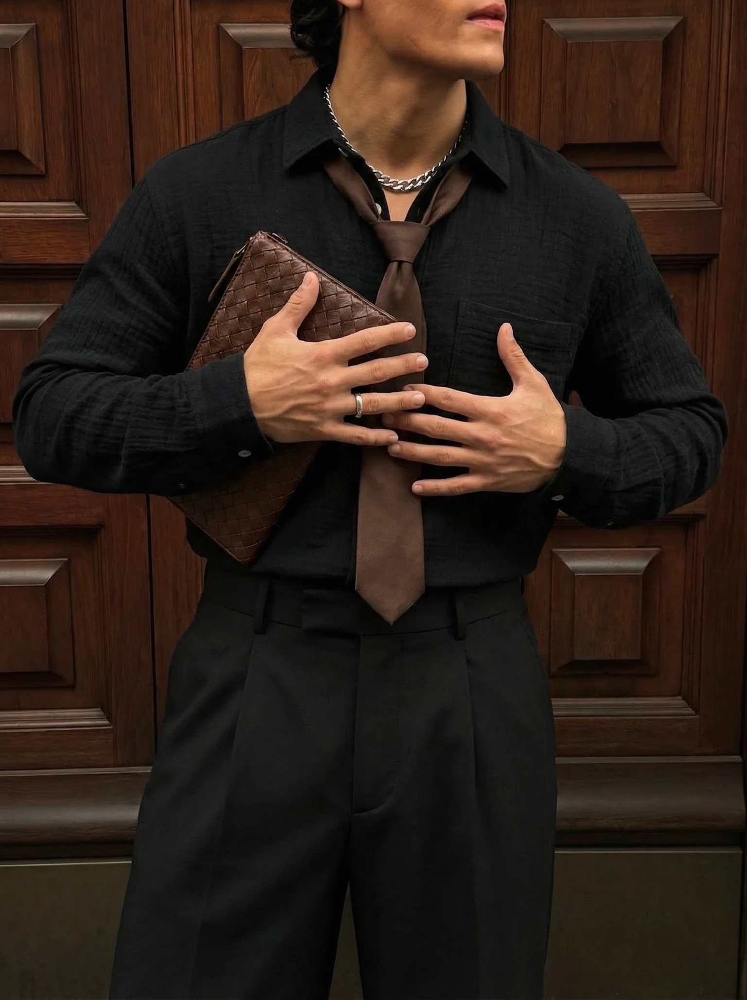 Oversize Muslin Shirt - Black - Image 3