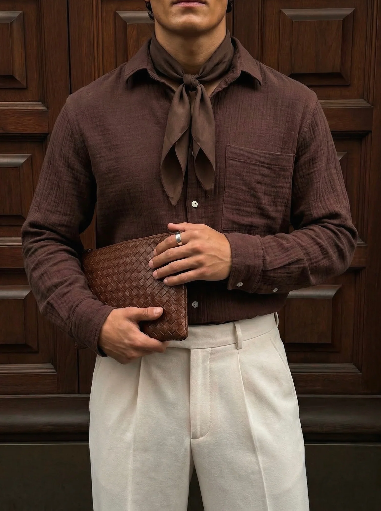 Oversize Muslin Shirt - Brown