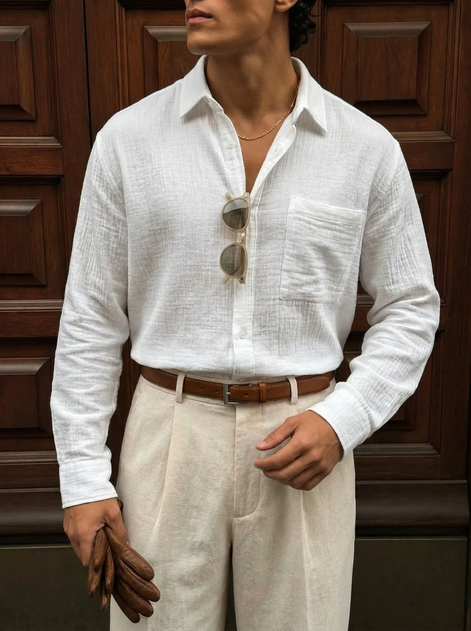 Oversize Muslin Shirt - White - Image 2
