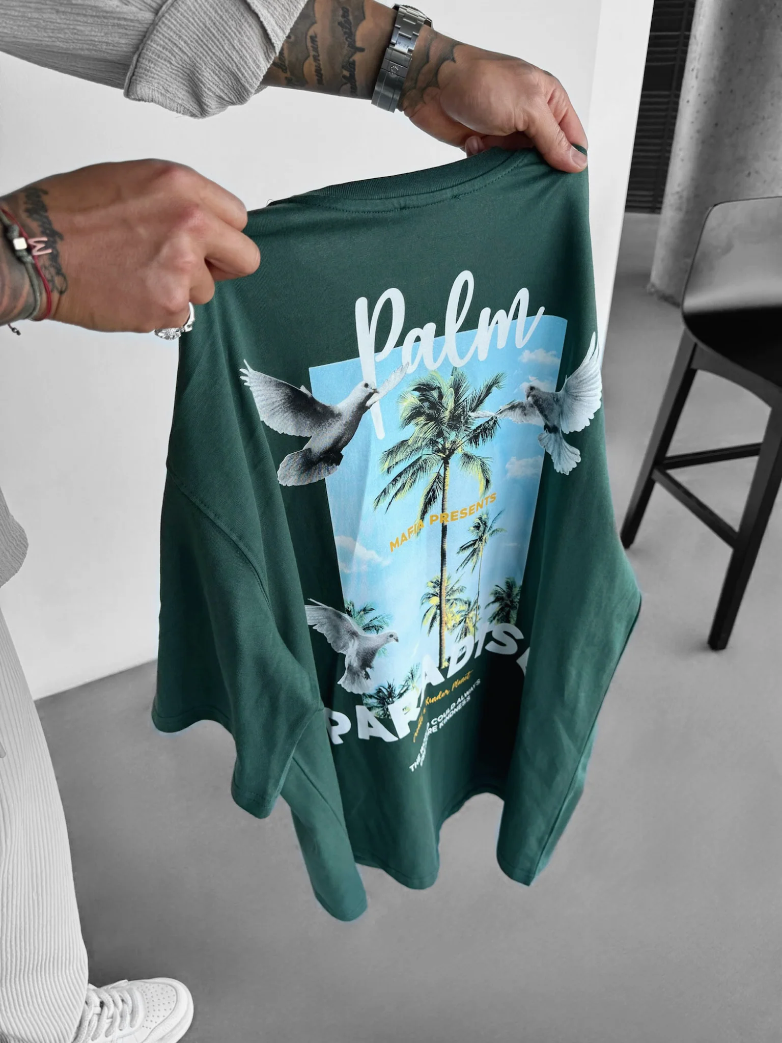 Oversize Palm Paradise T-shirt - Petrol - Image 2