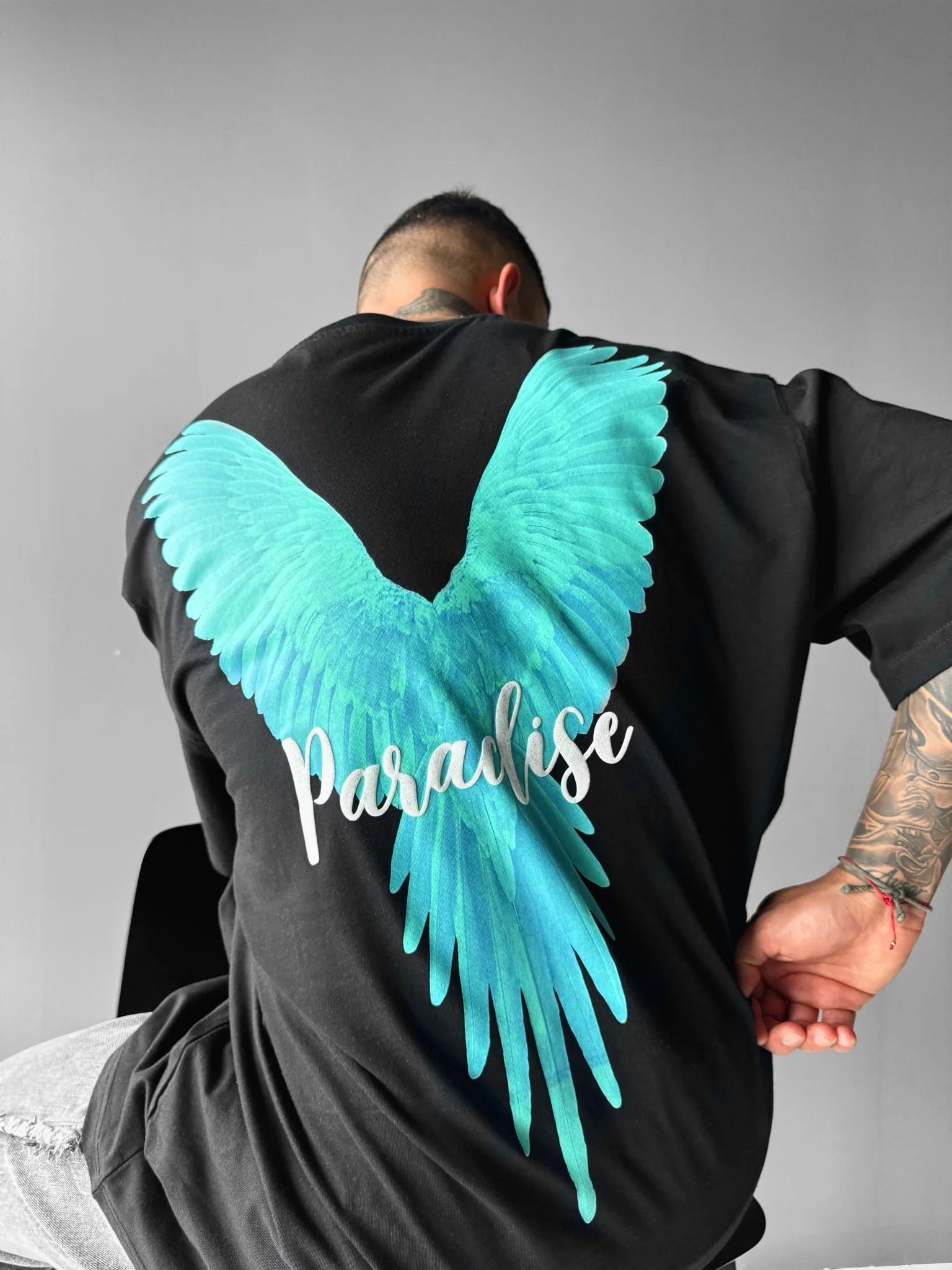 Oversize Parrot Paradise T-shirt - Black and Green - Image 2
