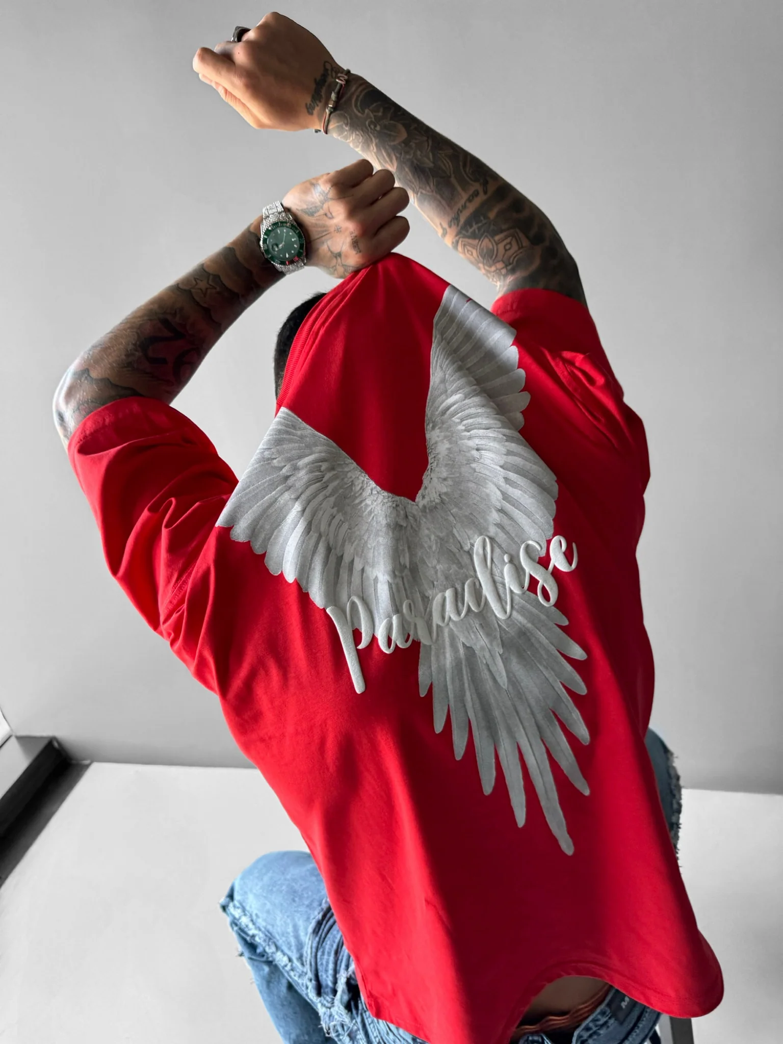 Oversize Parrot Paradise T-shirt - Red - Image 4