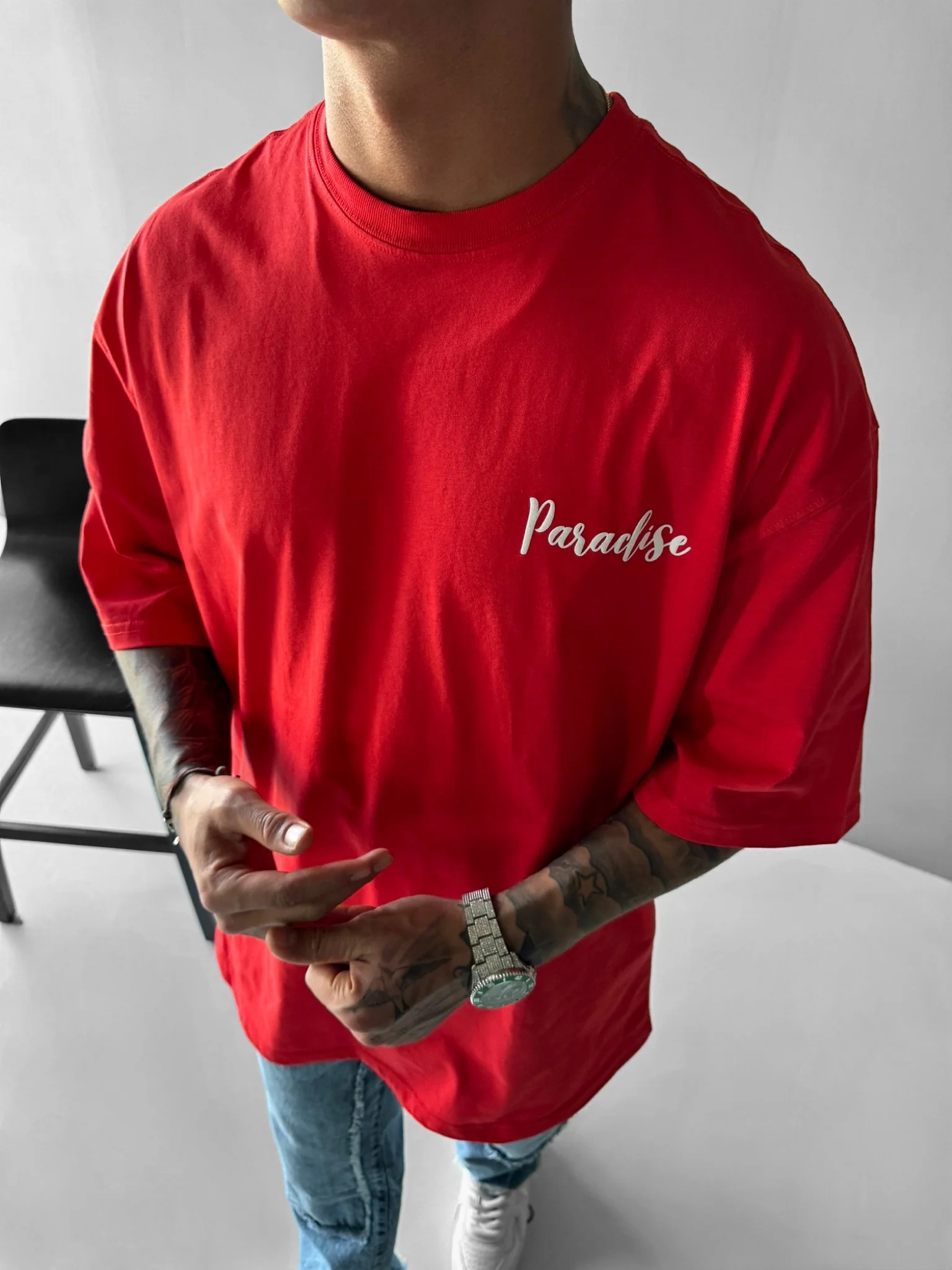 Oversize Parrot Paradise T-shirt - Red - Image 5