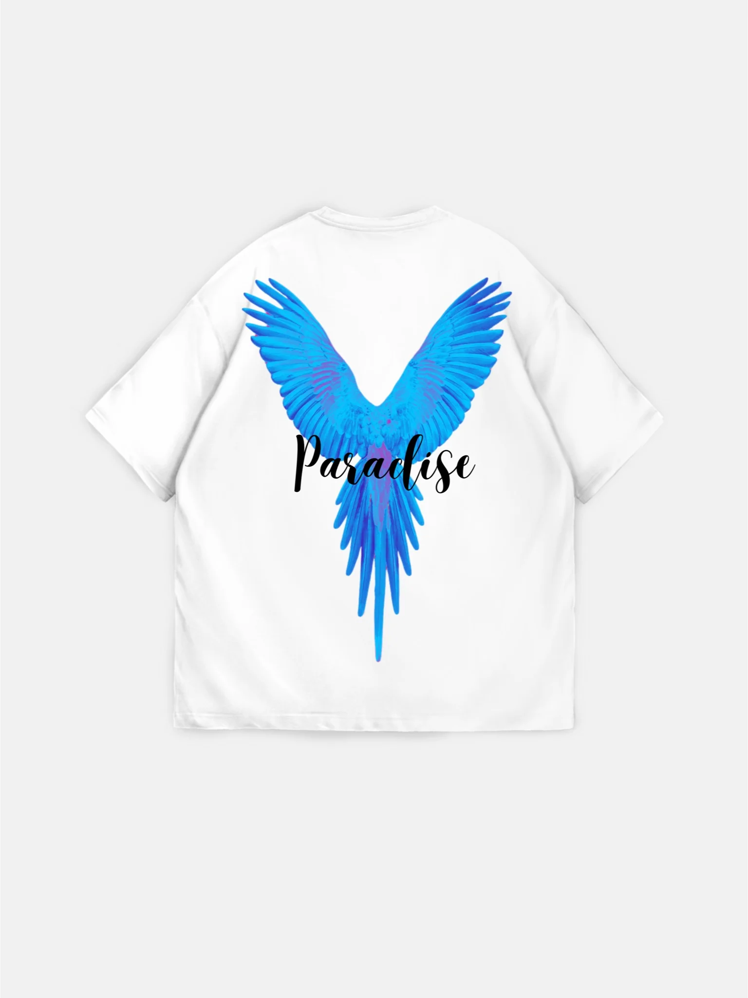 Oversize Parrot Paradise T-shirt - White and Blue - Image 7